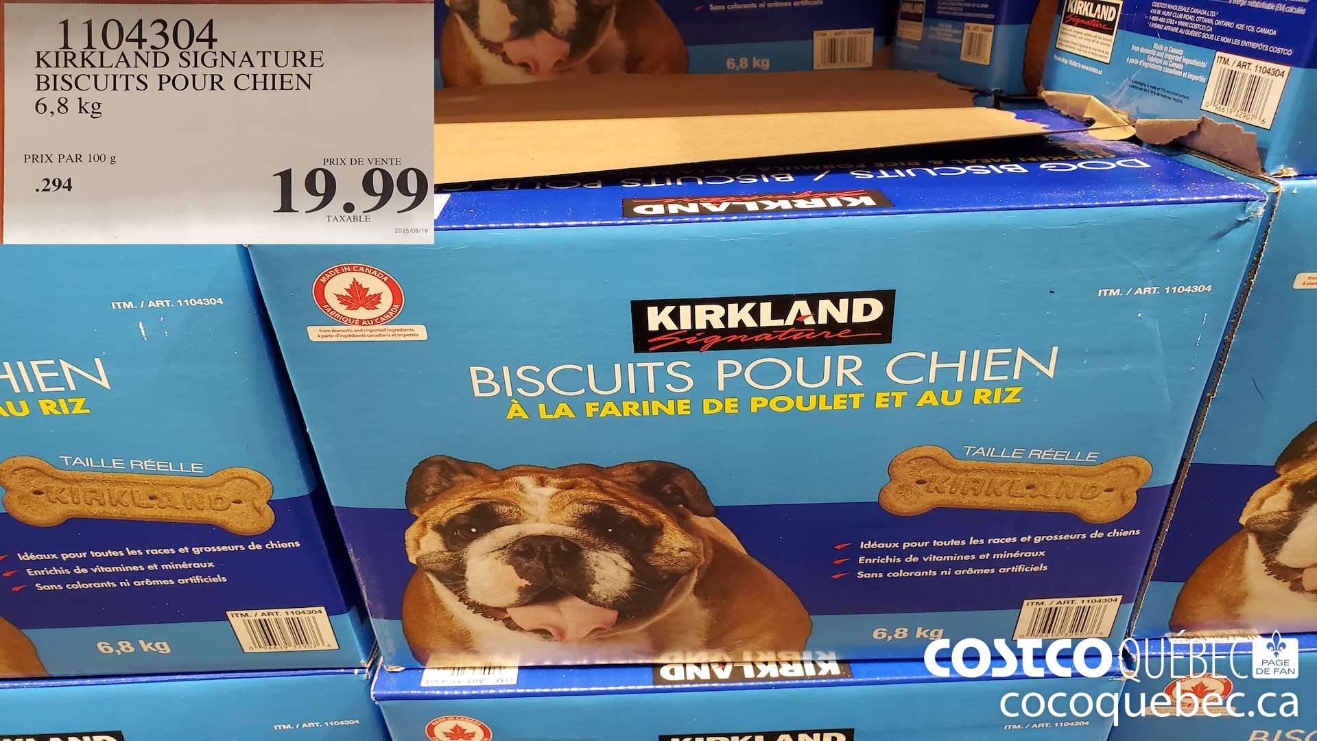 1104304 KIRKLAND SIGNATURE BISCUITS POUR CHIEN 6,8 kg $19.99