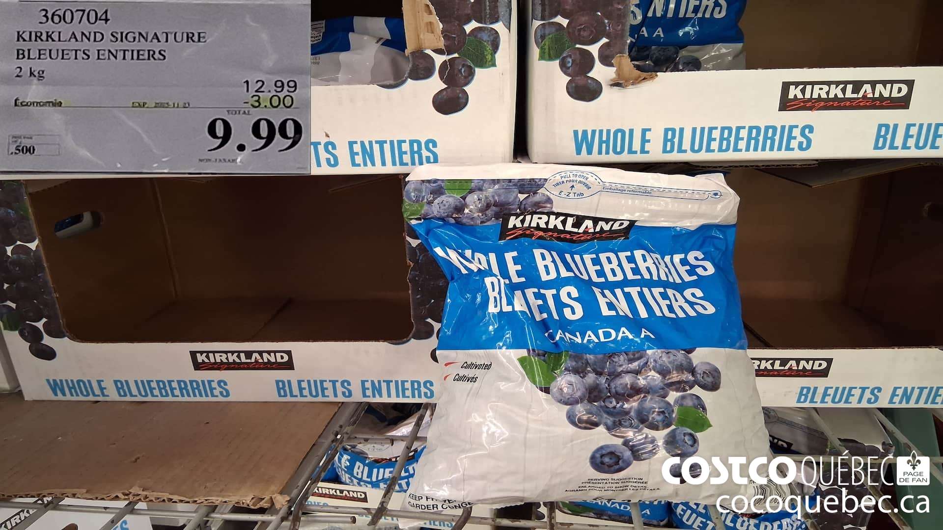360704 KIRKLAND SIGNATURE BLEUETS ENTIERS 2 kg  ($3.00 INSTANT SAVINGS EXPIRES ON 2025-11-23) $9.99