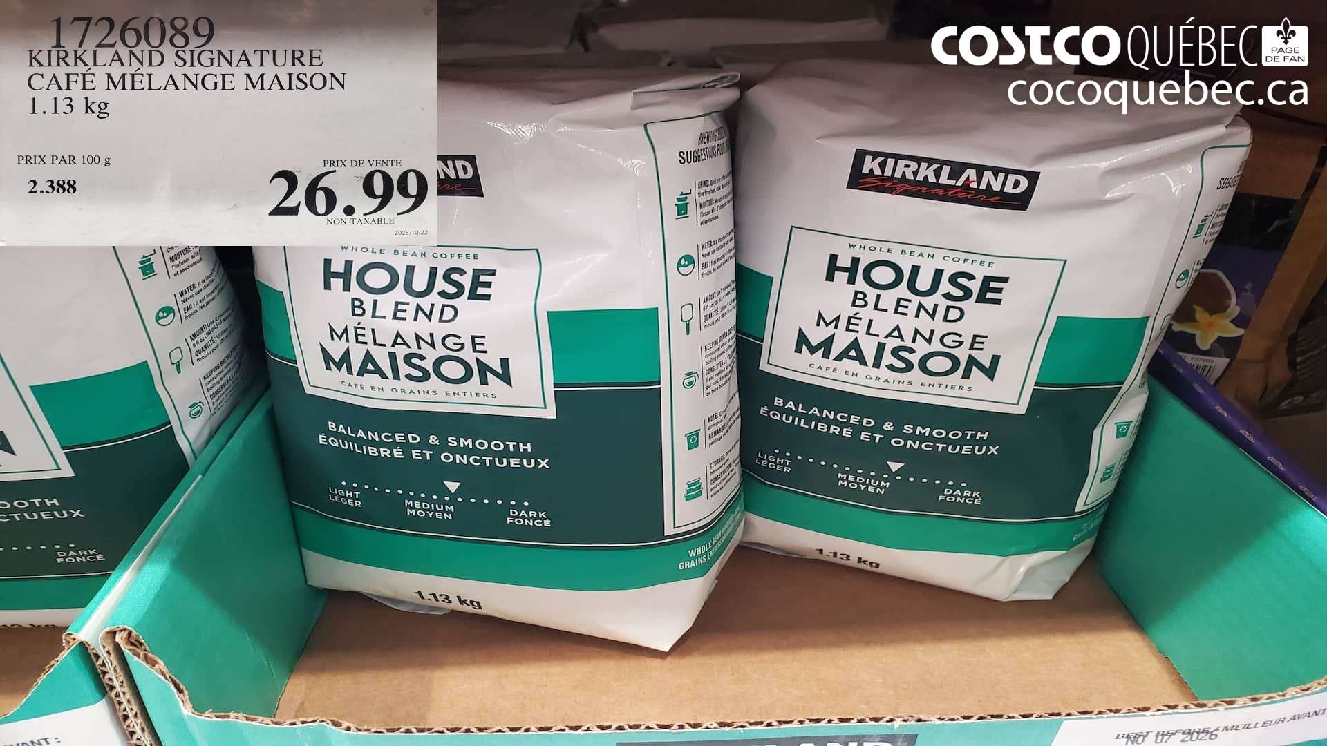 1726089 KIRKLAND SIGNATURE CAFE MELANGE MAISON 1.13 kg $26.99