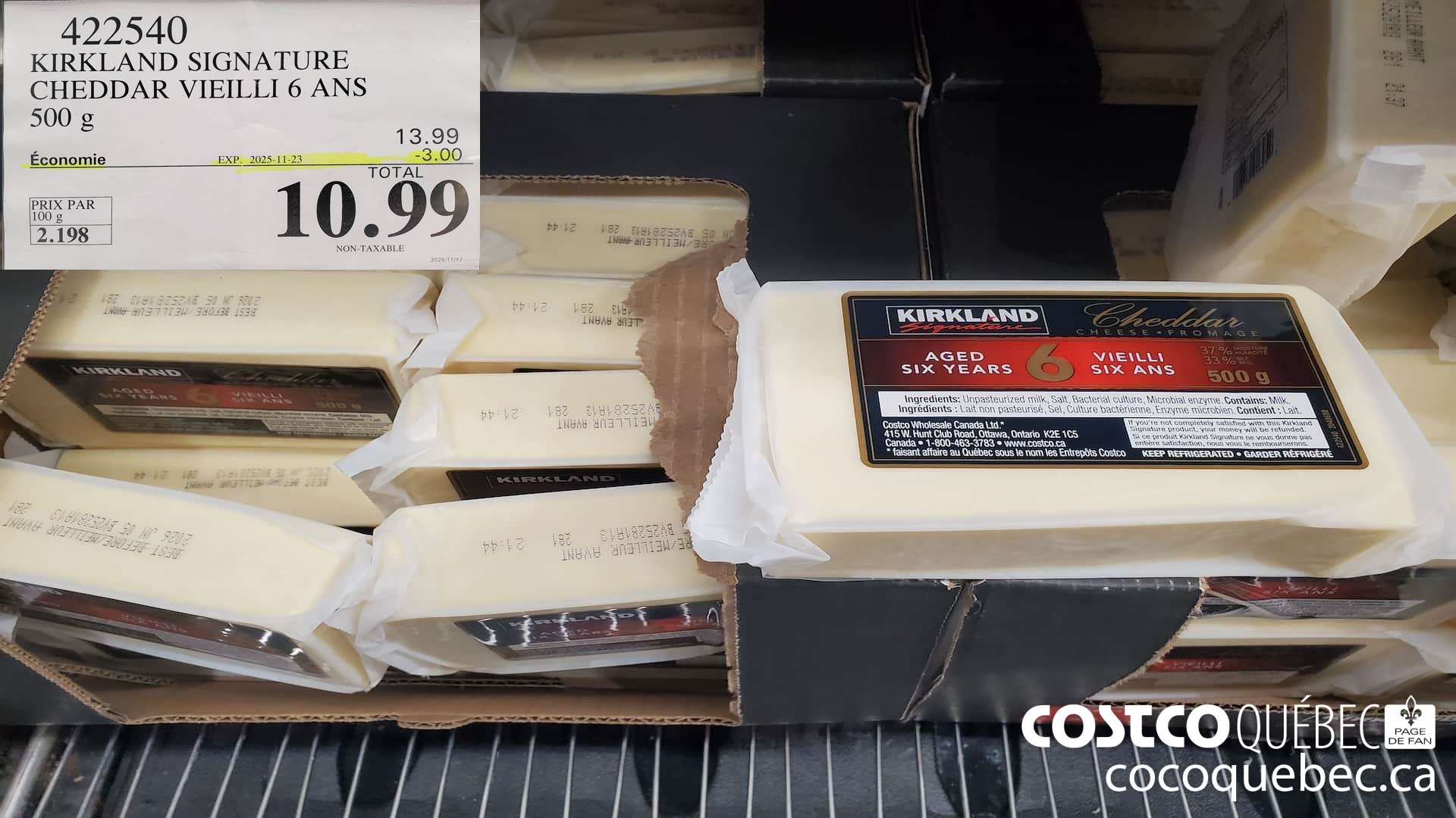 422540 KIRKLAND SIGNATURE CHEDDAR VIEILLI 6 ANS ($3.00 INSTANT SAVINGS EXPIRES ON 2025-11-23) $10.99
