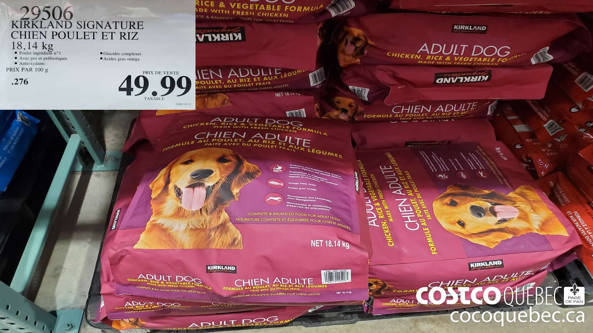 29506 KIRKLAND SIGNATURE CHIEN ADULTE POULET  $49.99