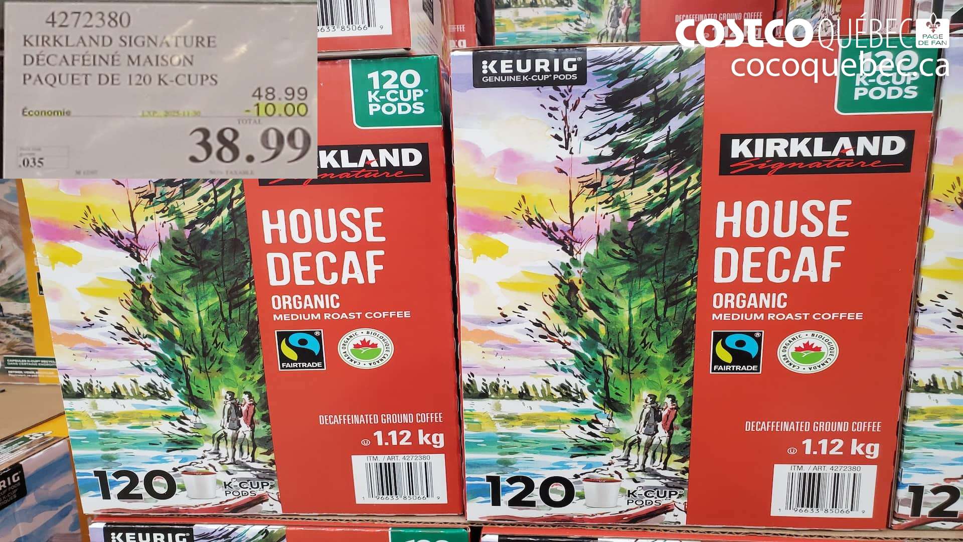 4272380 KIRKLAND SIGNATURE DECAFEINE MAISON PAQUET DE 120 K-CUPS ($10.00 INSTANT SAVINGS EXPIRES ON 2025-11-30) $38.99