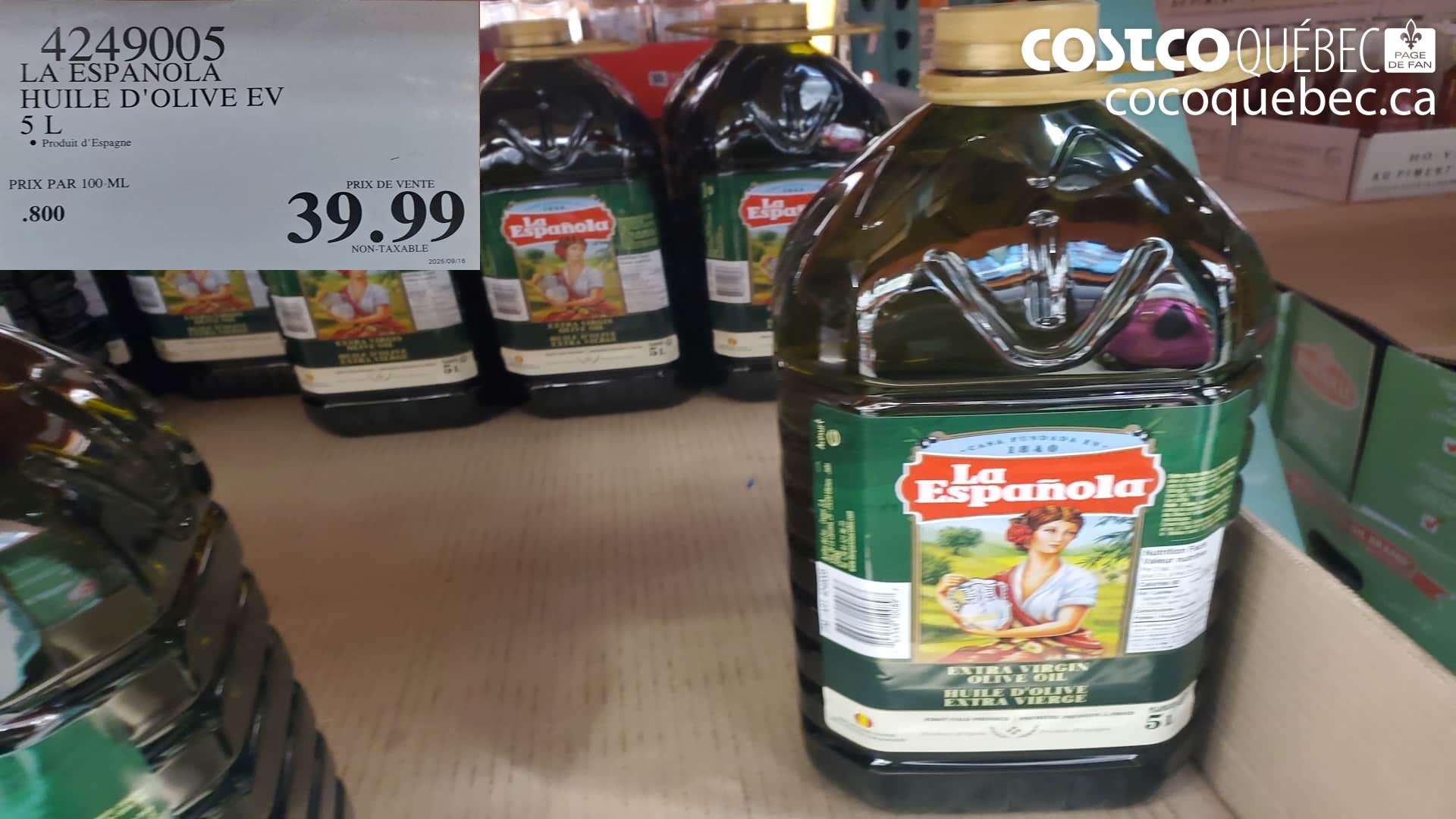 4249005 KIRKLAND SIGNATURE EVOO D'ESPAGNE  $39.99