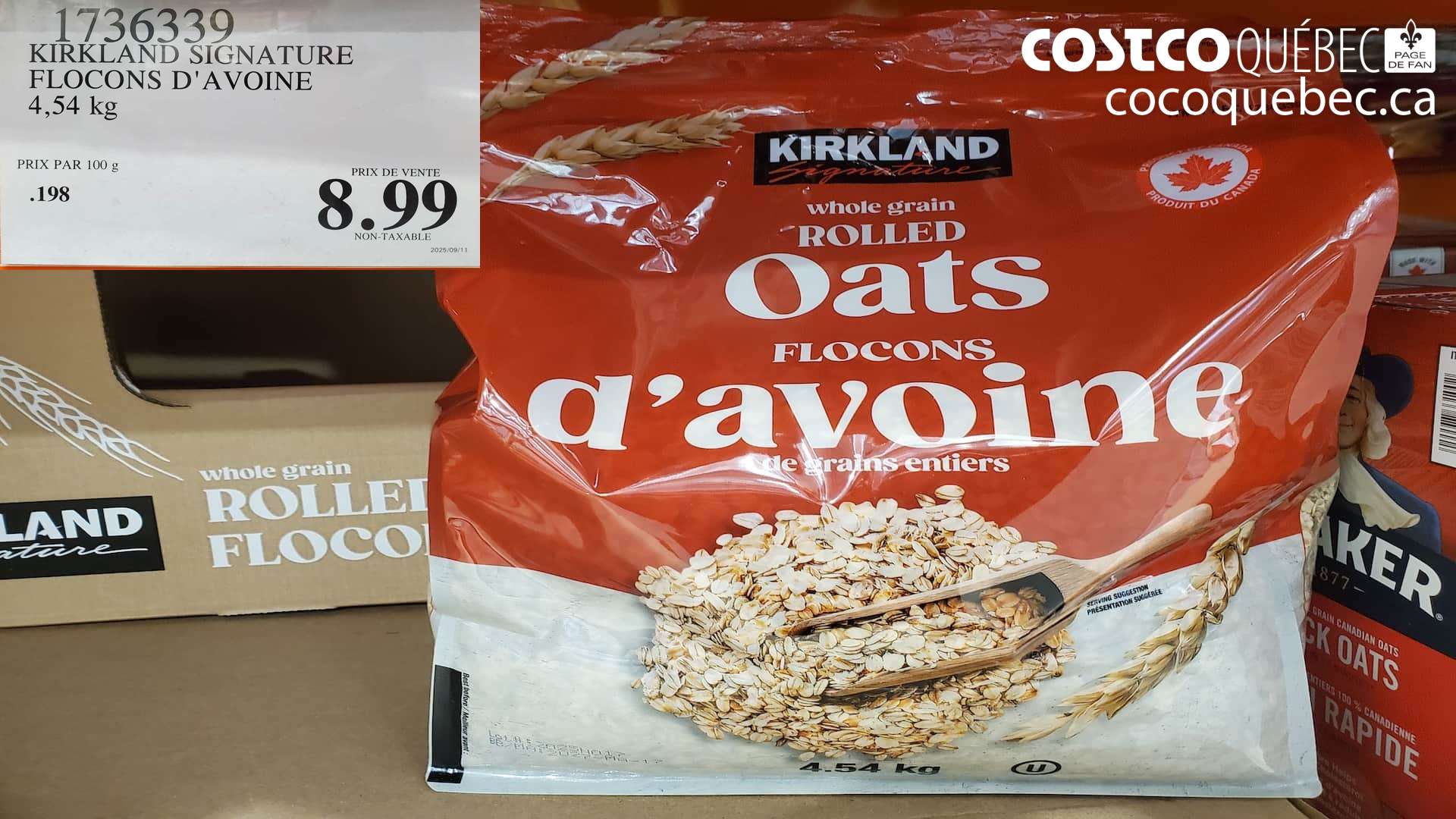 1736339 KIRKLAND SIGNATURE FLOCONS D'AVOINE 4,54 kg $8.99