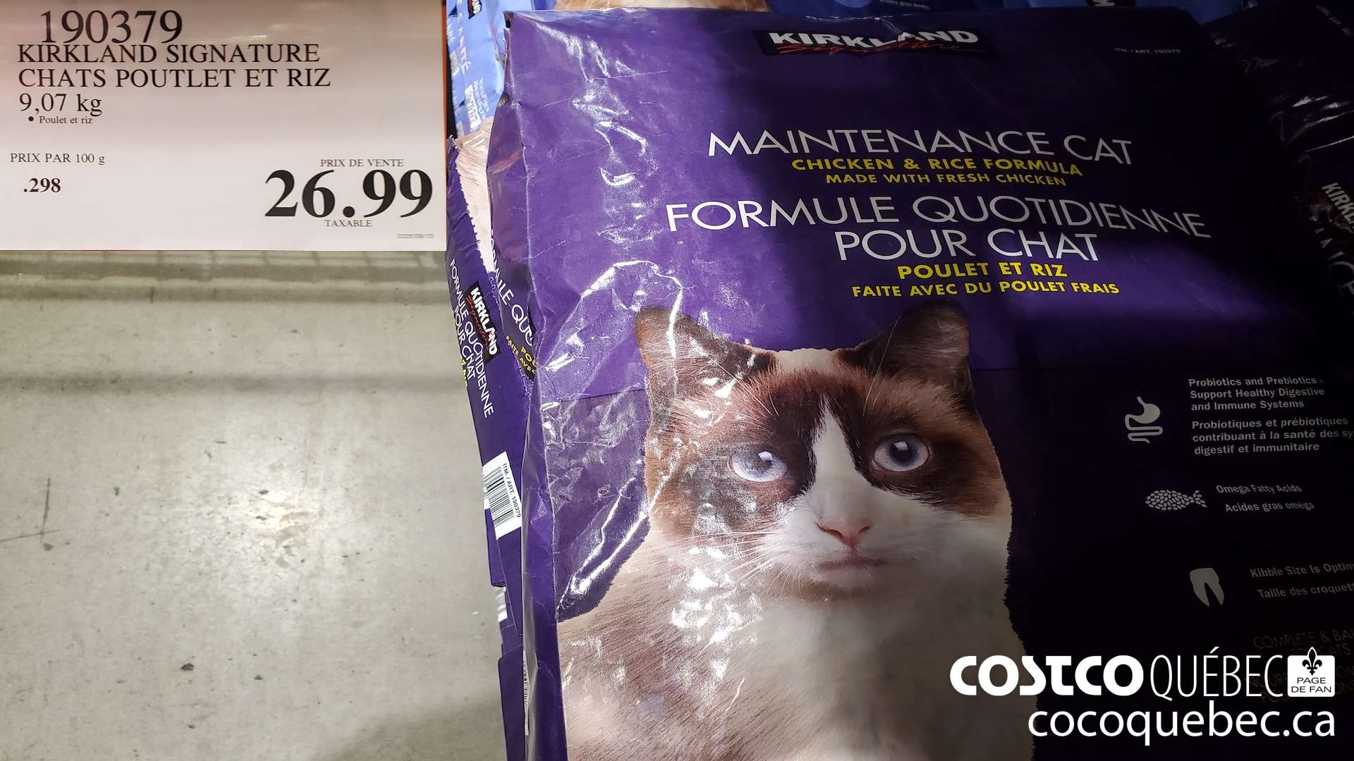 190379 KIRKLAND SIGNATURE NOURRITURE CHATS 9.07 kg  $26.99