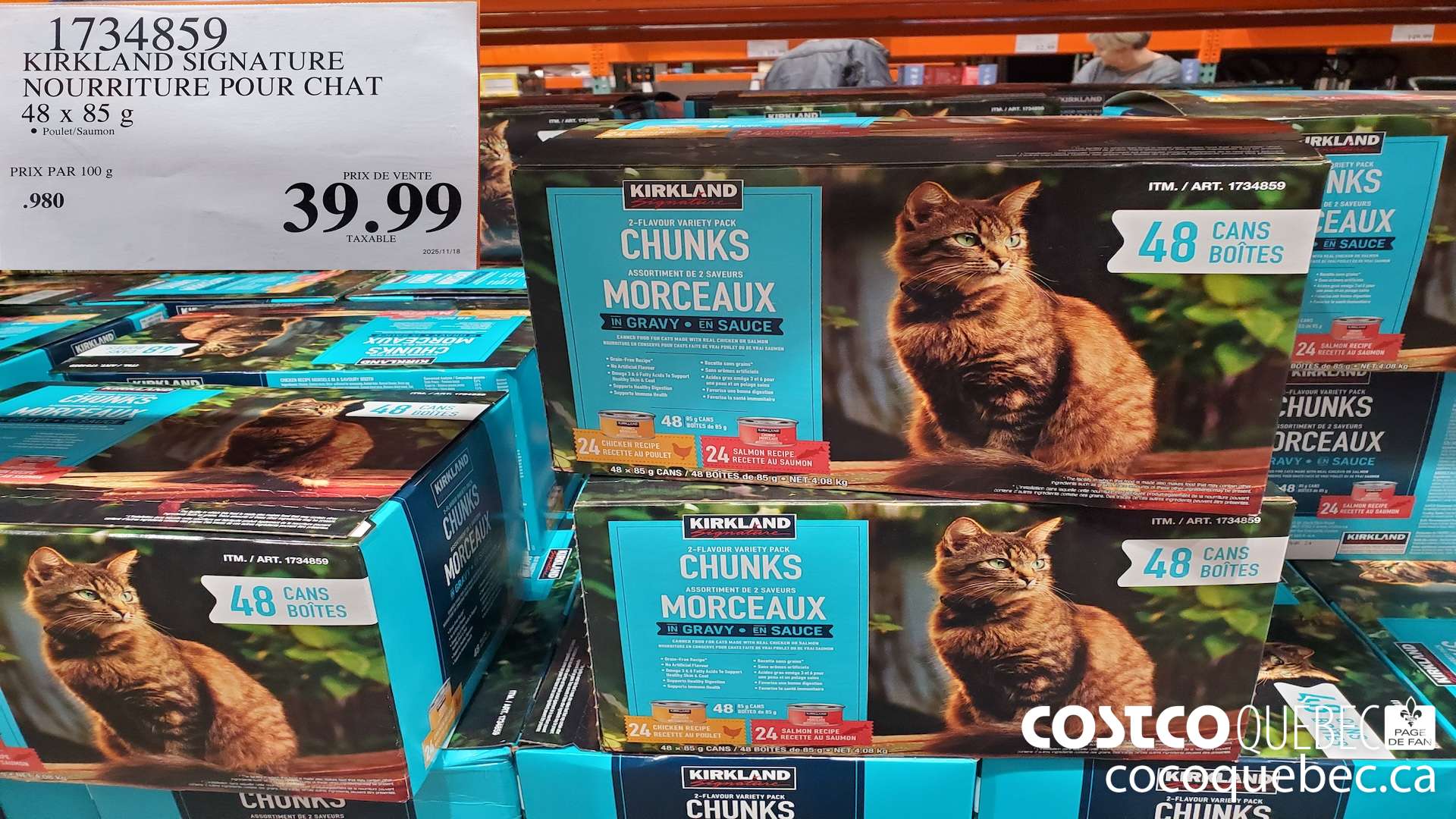 1734859 KIRKLAND SIGNATURE NOURRITURE POUR CHAT 48 x 85 g $39.99