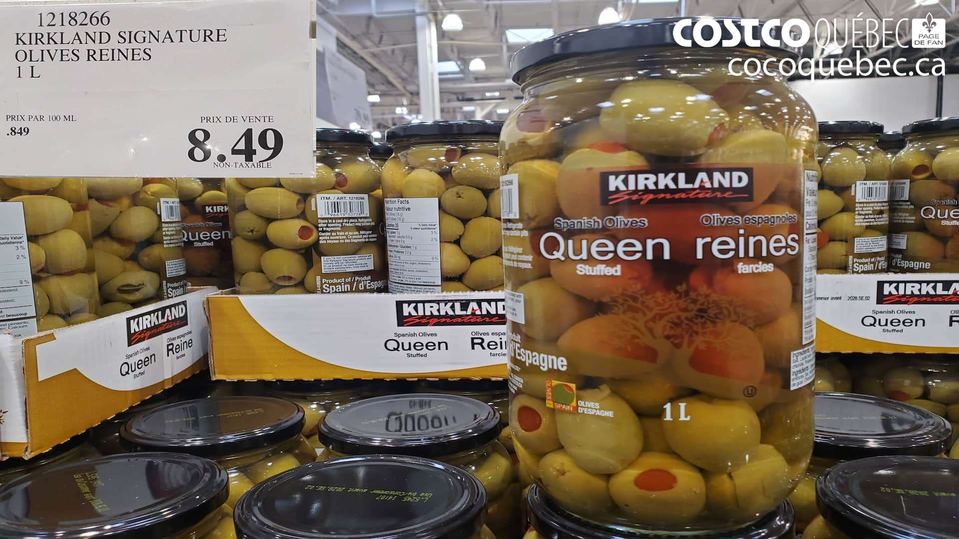 1218266 KIRKLAND SIGNATURE OLIVES REINES 1L $8.49