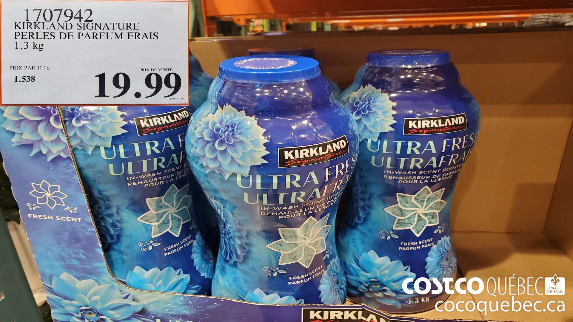 1707942 KIRKLAND SIGNATURE PERLES DE PARFUM FRAIS 1,3 kg  $19.99