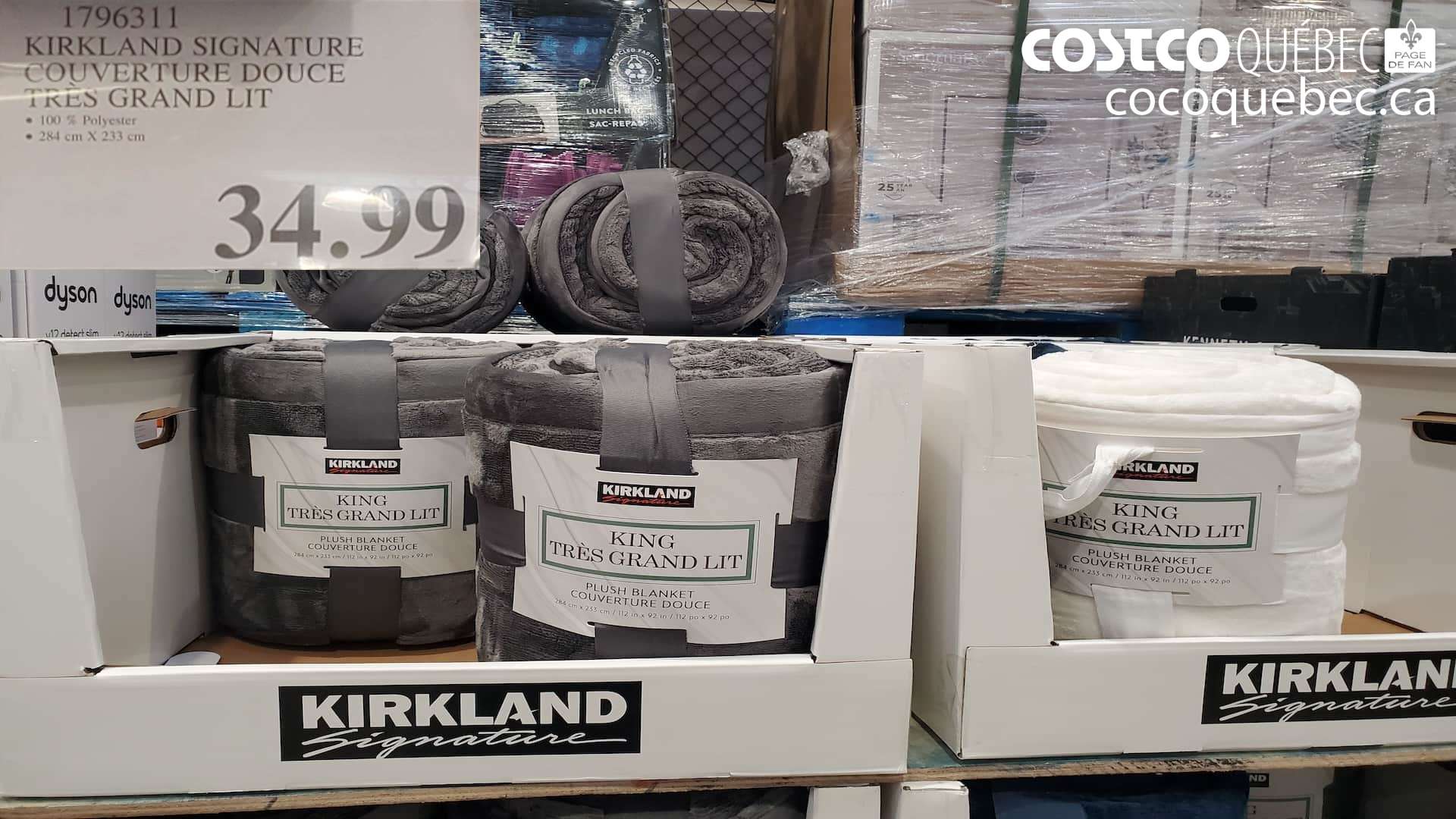 1796311 KIRLAND SIGNATURE COUVERTURE DOUCE TRES GRAND LIT $34.99