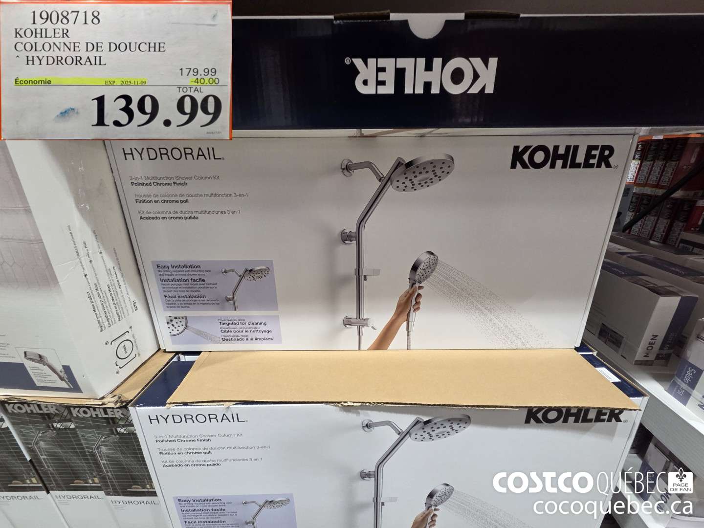 1908718 KOKLER COLONNE DE DOUCHE HYDRORAIL  ($40.00 INSTANT SAVINGS EXPIRES ON 2025-11-09) $139.99