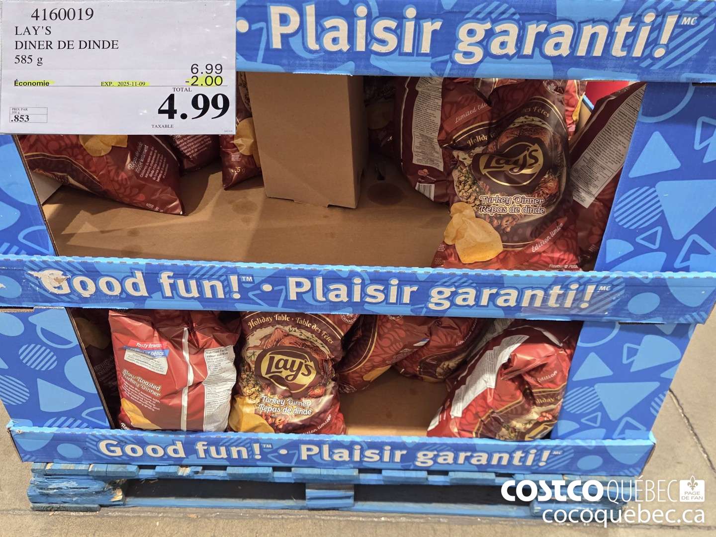 4160019 LAY'S DINER DE DINDE 585 g  ($2.00 INSTANT SAVINGS EXPIRES ON 2025-11-09) $4.99