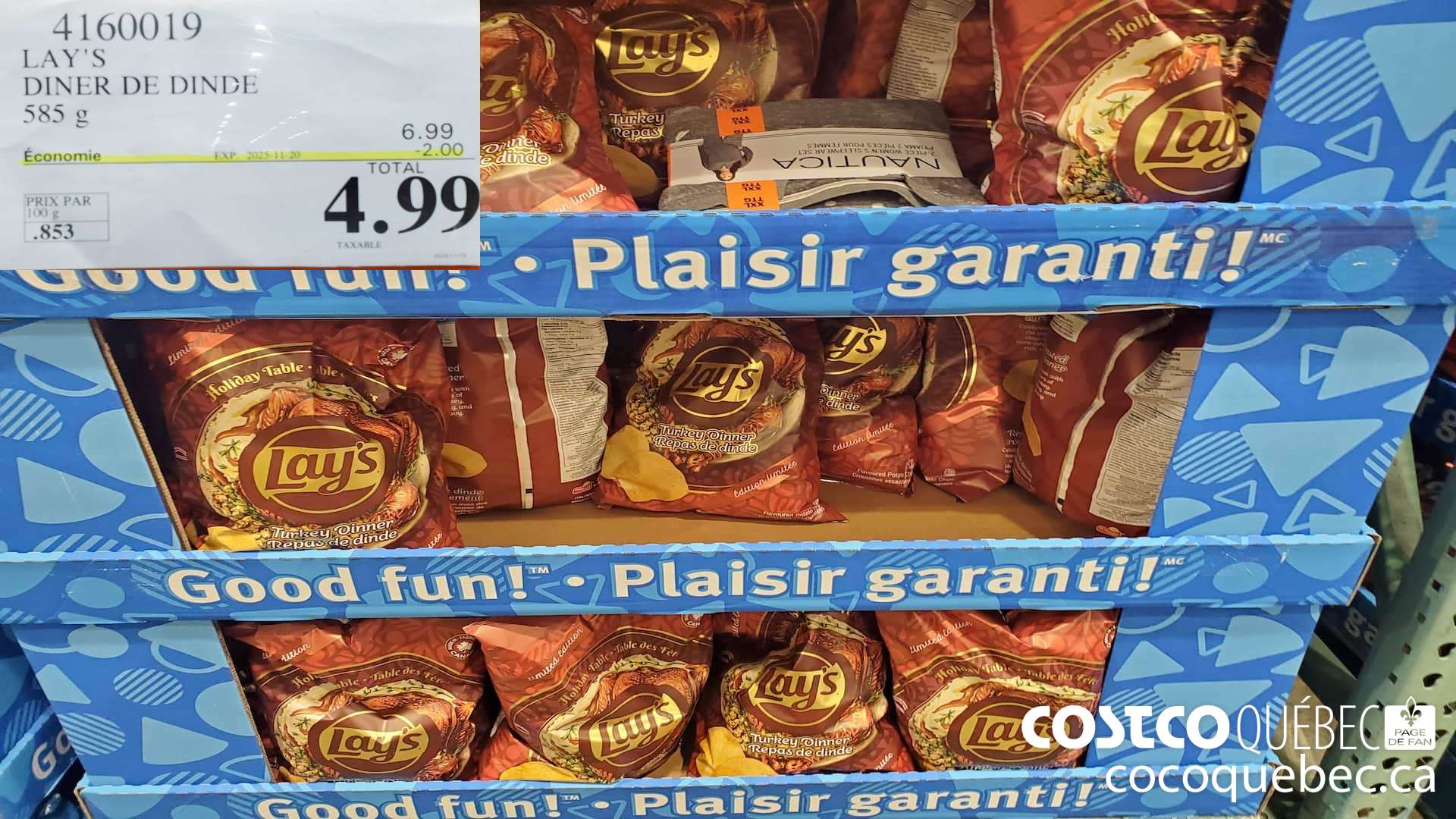 4160019 LAY'S DINER DE DINDE 585 g  ($2.00 INSTANT SAVINGS EXPIRES ON 2025-11-20) $4.99