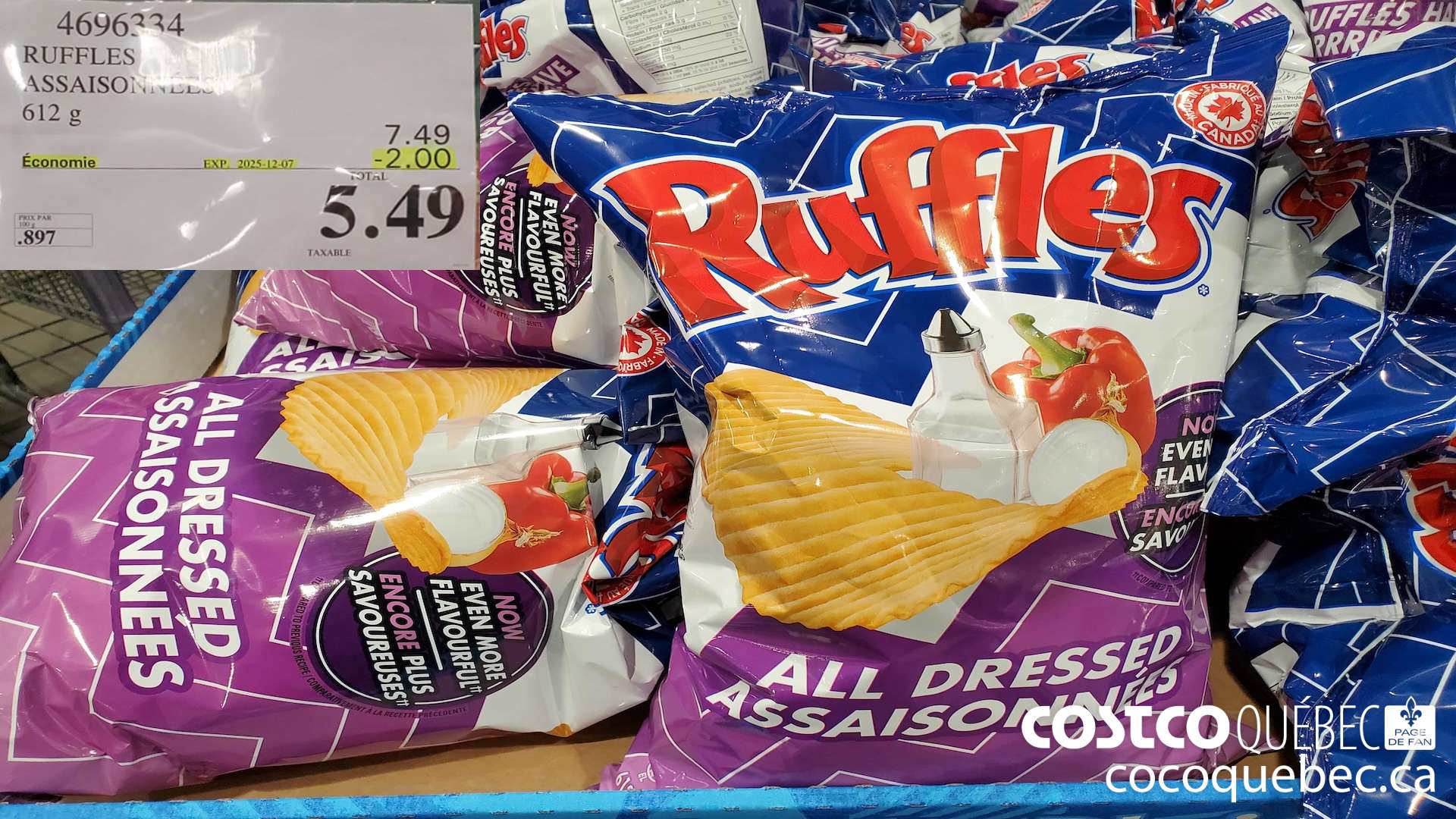 4696334 LAY RUFELES ASSAISONNEES 612 g ($2.00 INSTANT SAVINGS EXPIRES ON 2025-12-07) $5.49