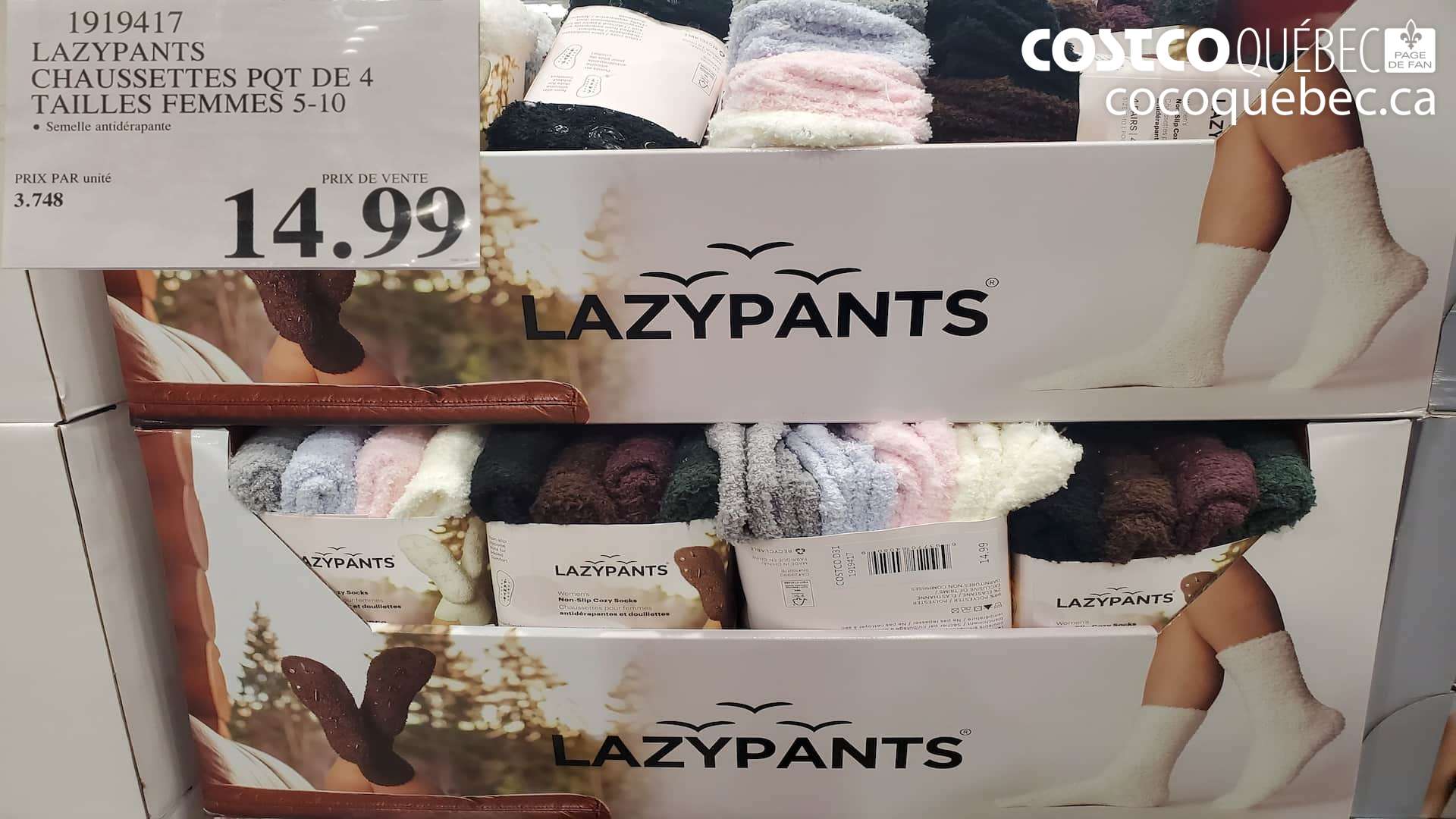 1919417 LAZYPANTS CHAUSSETTES PQT DE 4 TAILLES FEMMES 5-10  $14.99