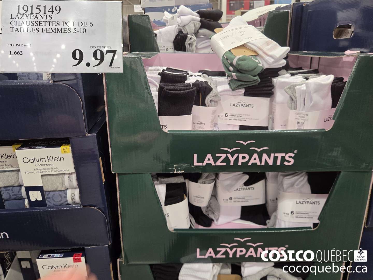 1915149 LAZYPANTS CHAUSSETTES PQT DE 6 TAILLES FEMMES 5-10  $9.97