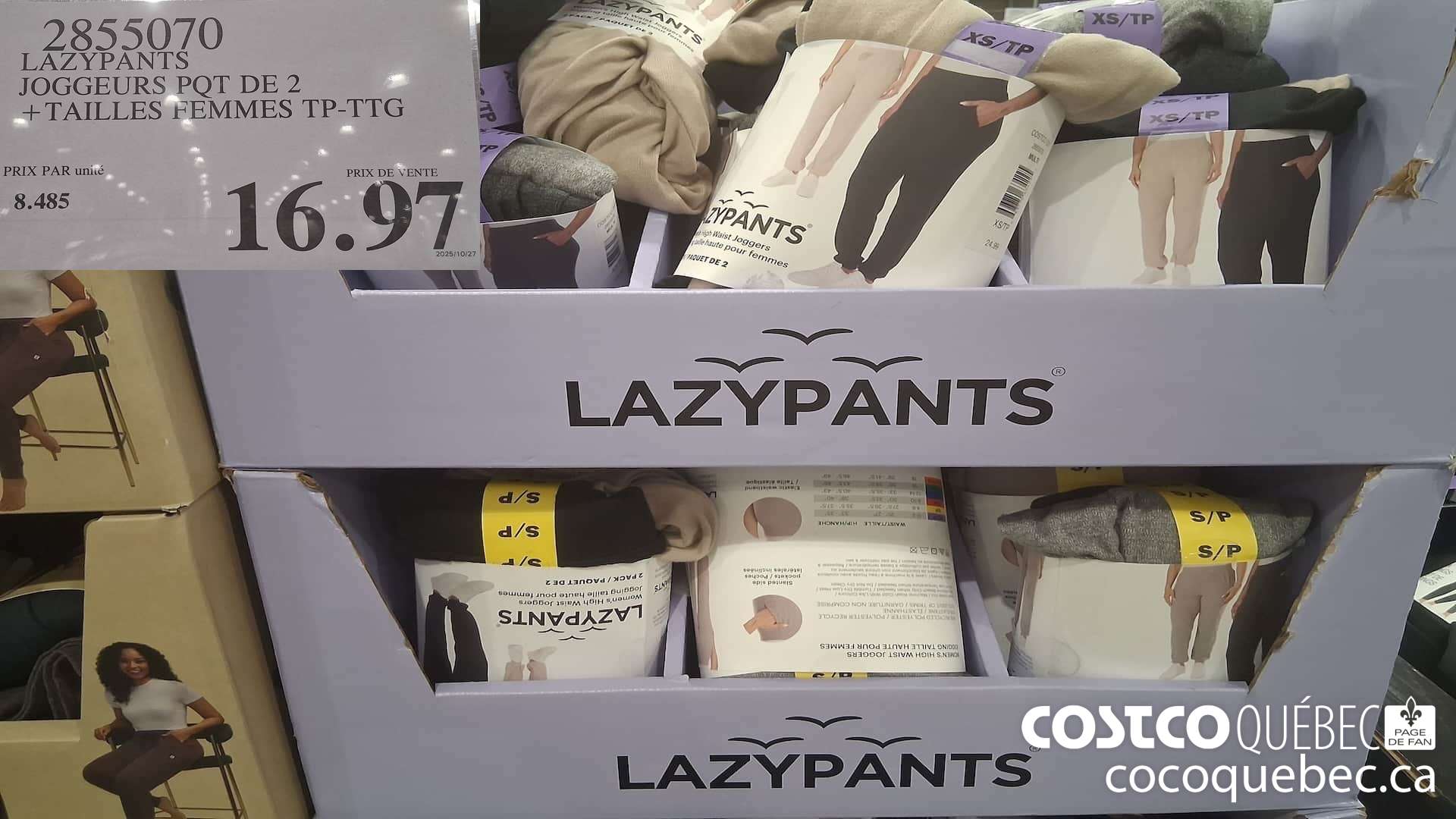 2855070 LAZYPANTS JOGGEURS PQT DE 2 TAILLES FEMMES TP-TTG $16.97