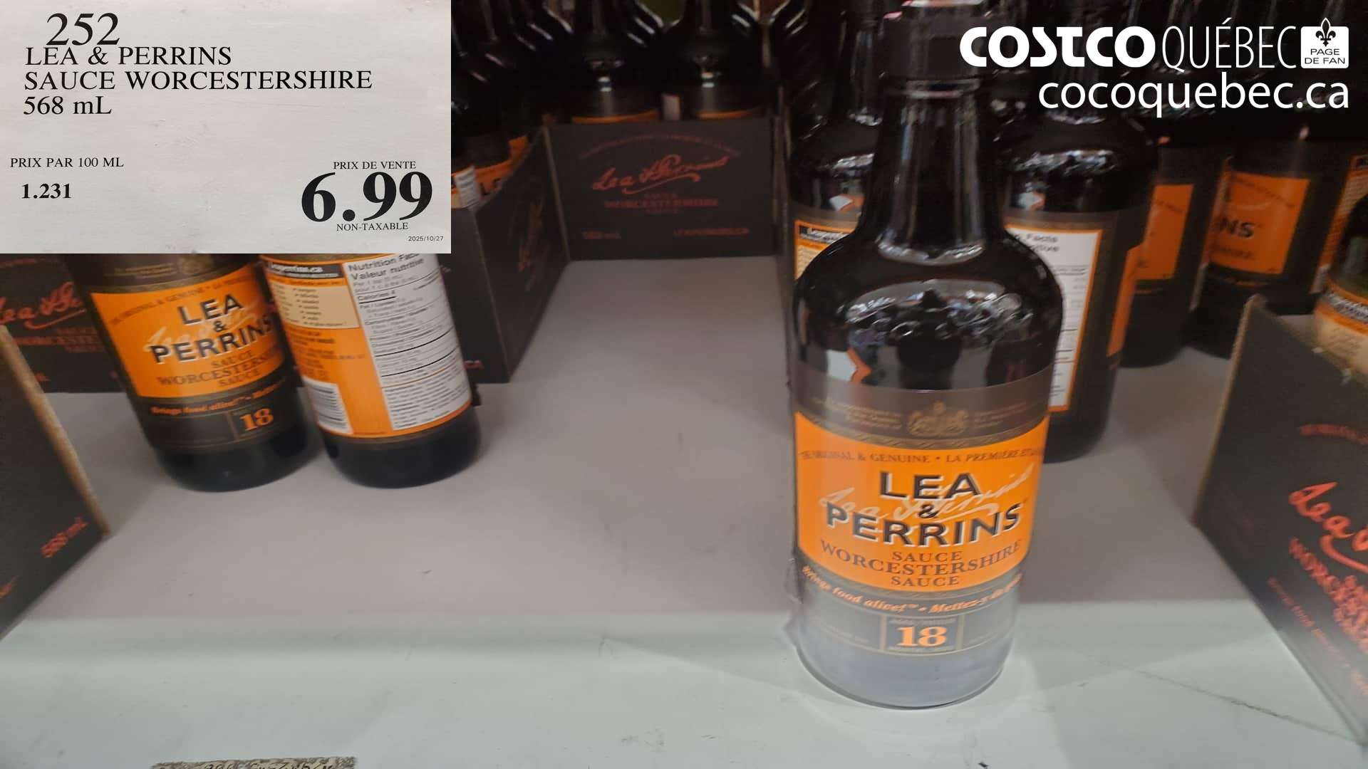 252 LEA & PERRINS SAUCE WORCESTERSHIRE 568 mL $6.99