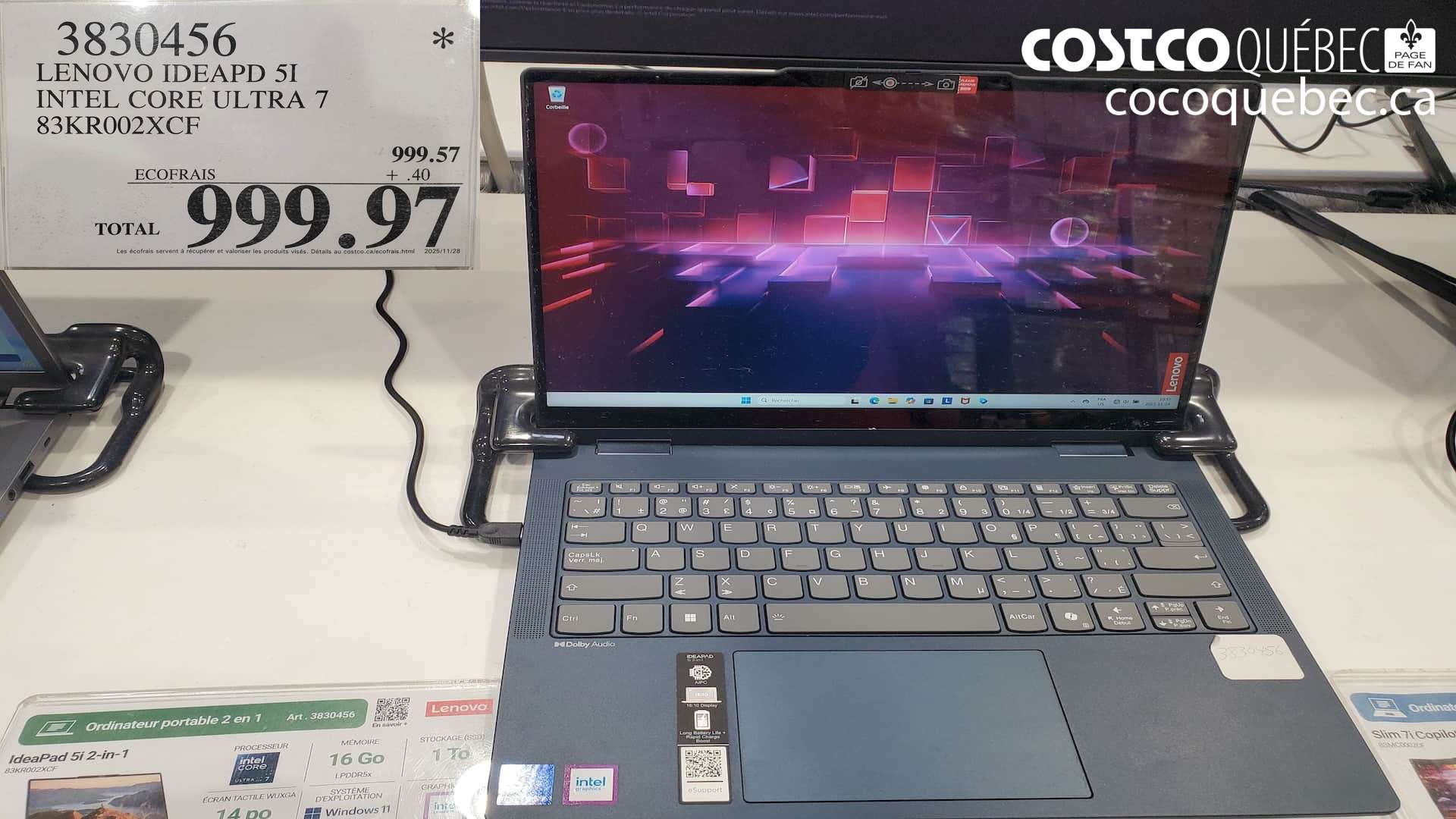 3830456 LENOVO IDEAPD 5I INTEL CORE ULTRA 7 83KROO2XCF $999.97