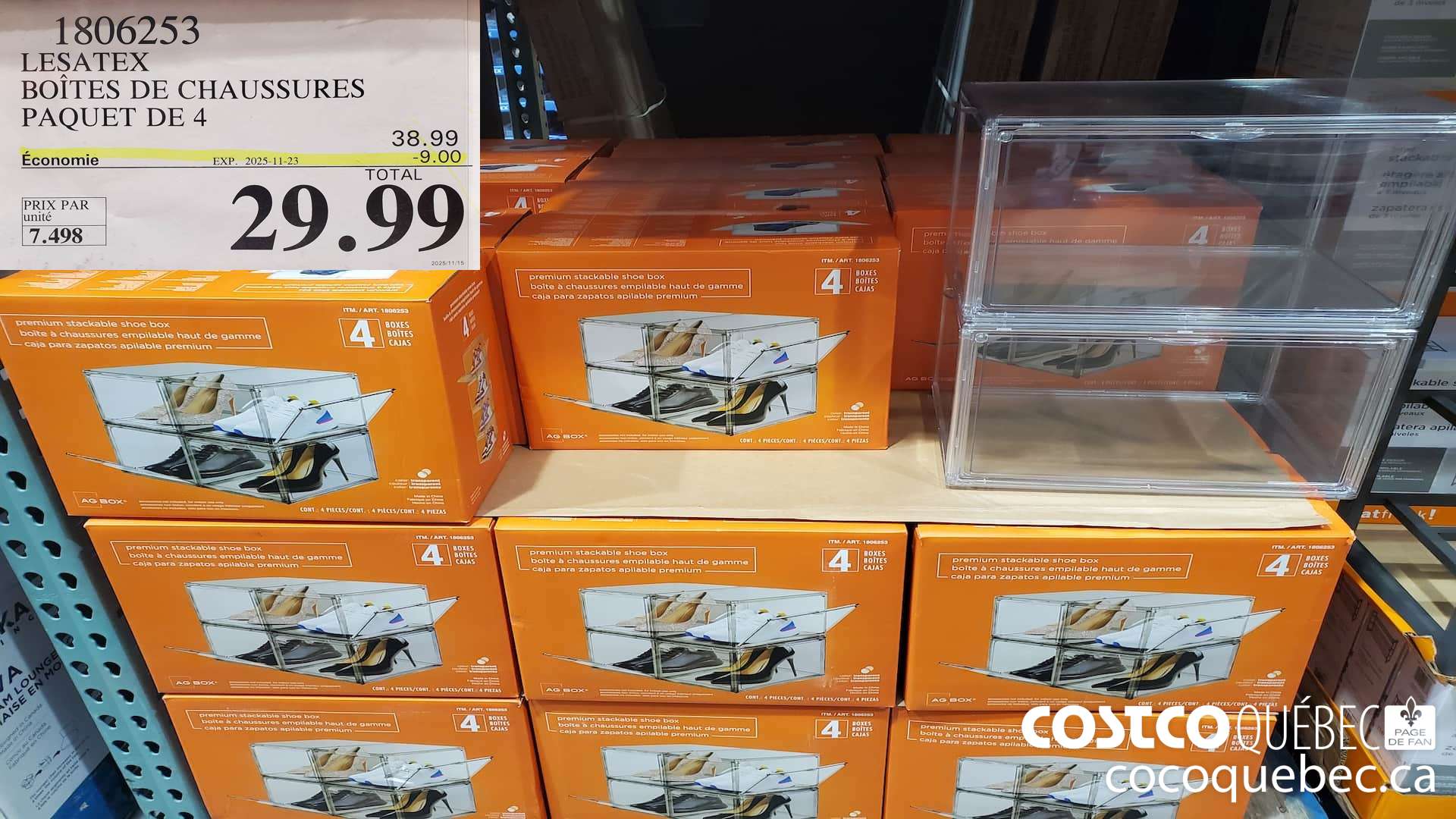 1806253 LESATEX BOITES DE CHAUSSURES PAQUET DE 4  ($9.00 INSTANT SAVINGS EXPIRES ON 2025-11-23) $29.99