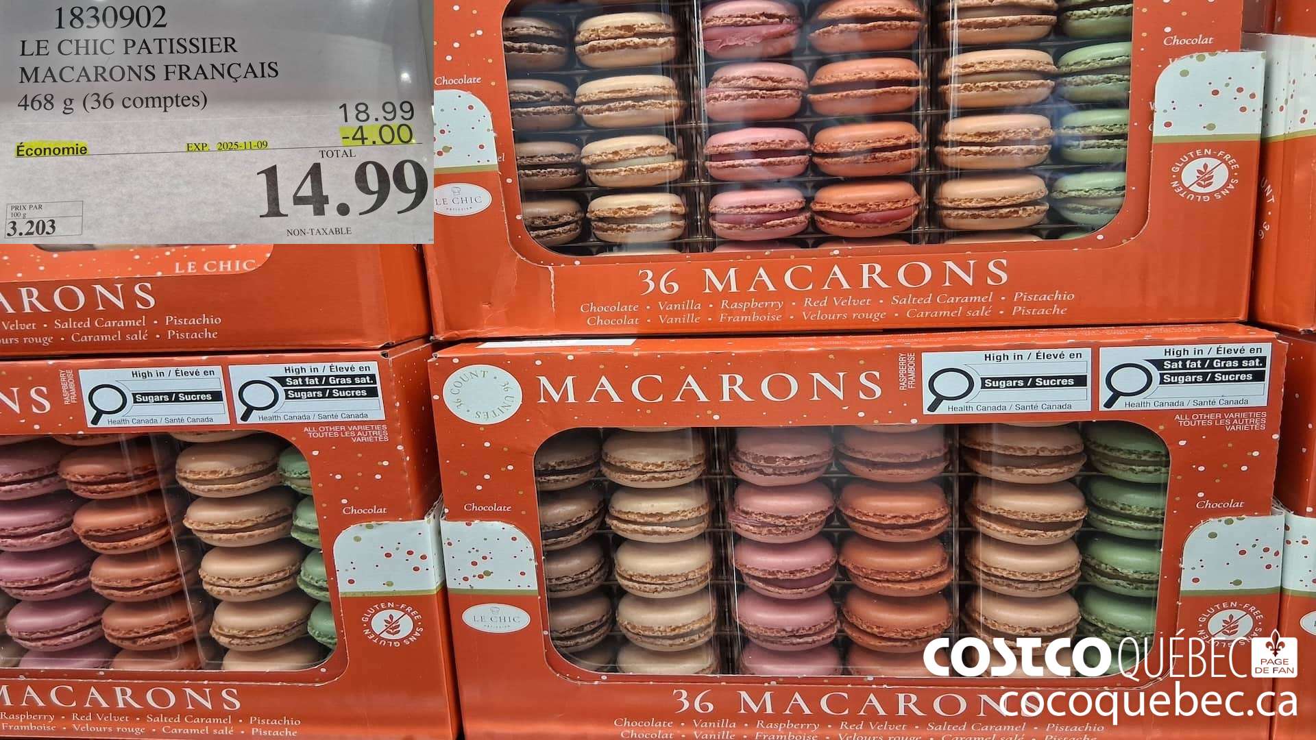 1830902 LE CHIC PATISSIER MACARONS FRANCAIS 36 comptes 468 g  ($4.00 INSTANT SAVINGS EXPIRES ON 2025-11-09) $14.99