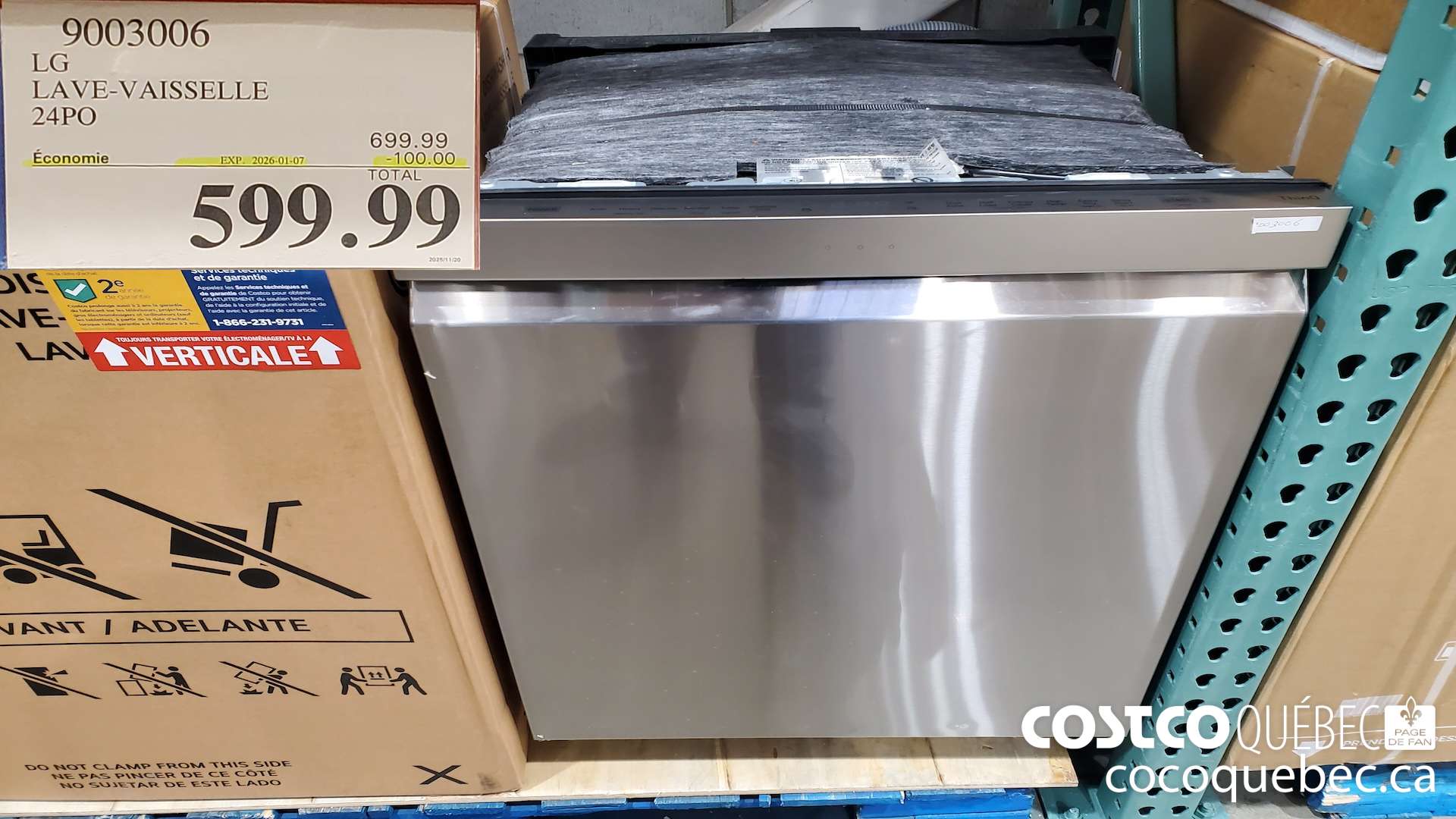 9003006 LG LAVE-VAISSELLE 24PO ($100.00 INSTANT SAVINGS EXPIRES ON 2026-01-07) $599.99