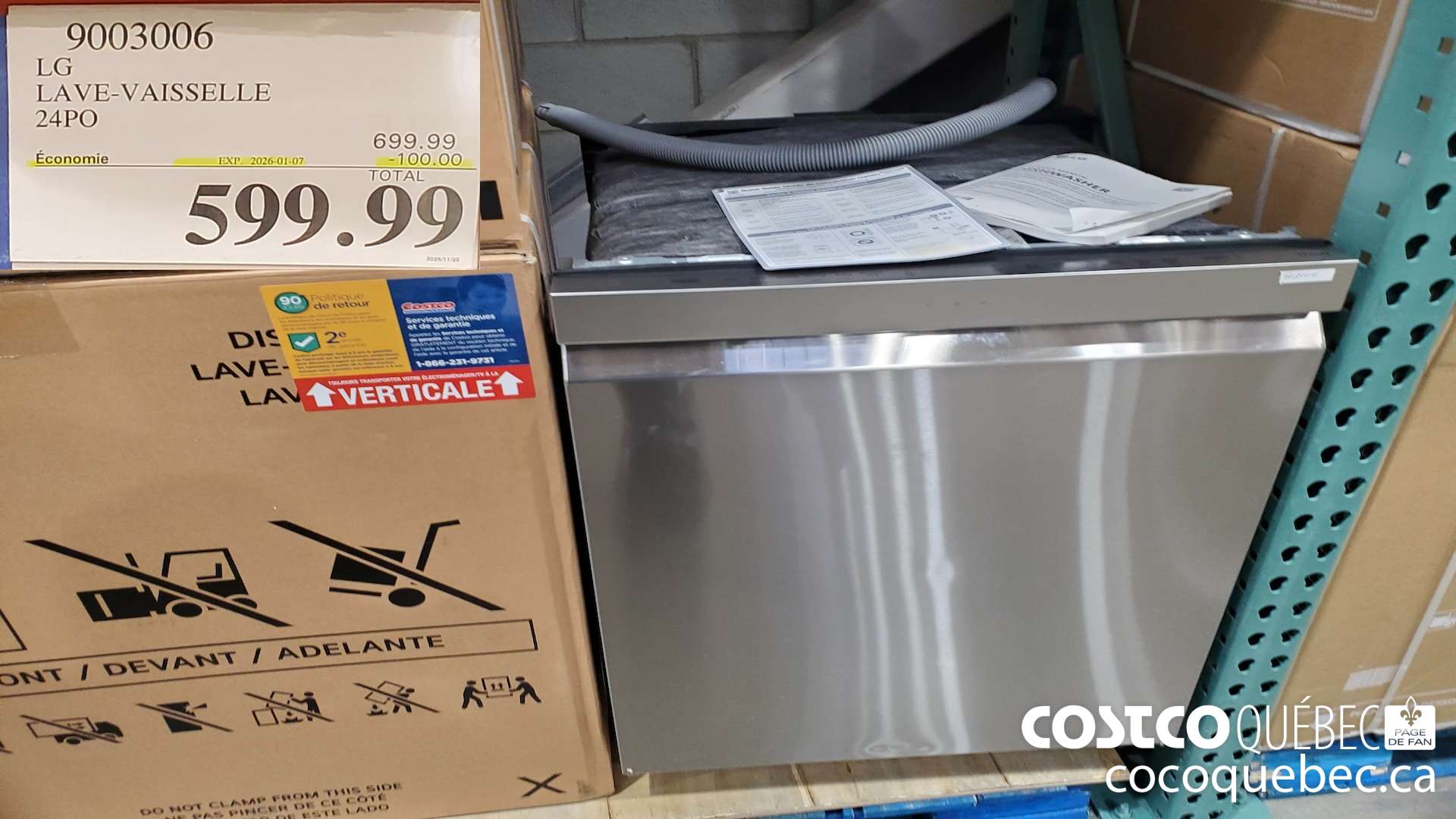 9003006 LG LAVE-VAISSELLE 24PO ($100.00 INSTANT SAVINGS EXPIRES ON 2026-01-07) $599.99
