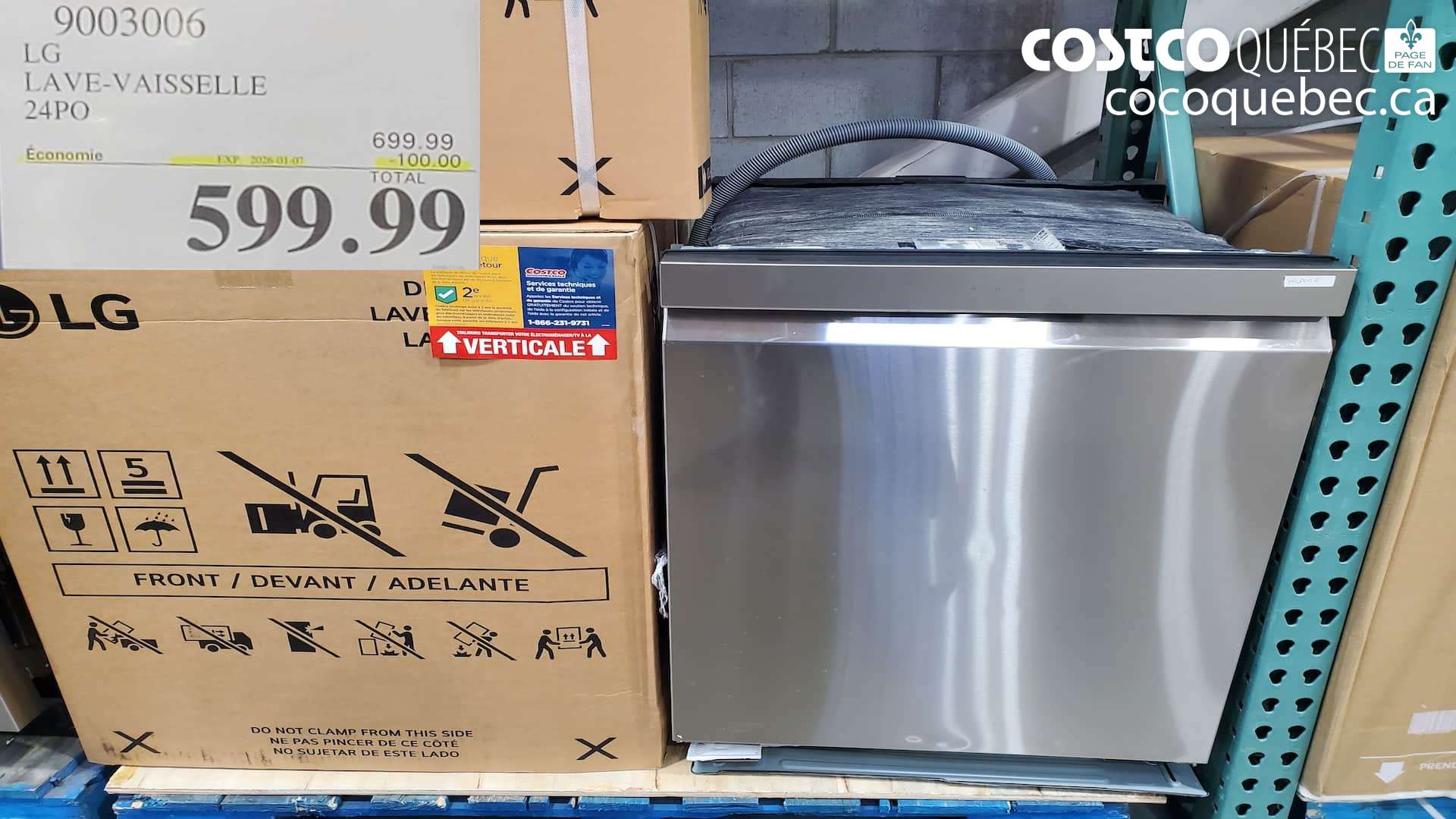 9003006 LG LAVE-VAISSELLE 24PO ($100.00 INSTANT SAVINGS EXPIRES ON 2026-01-07) $599.99