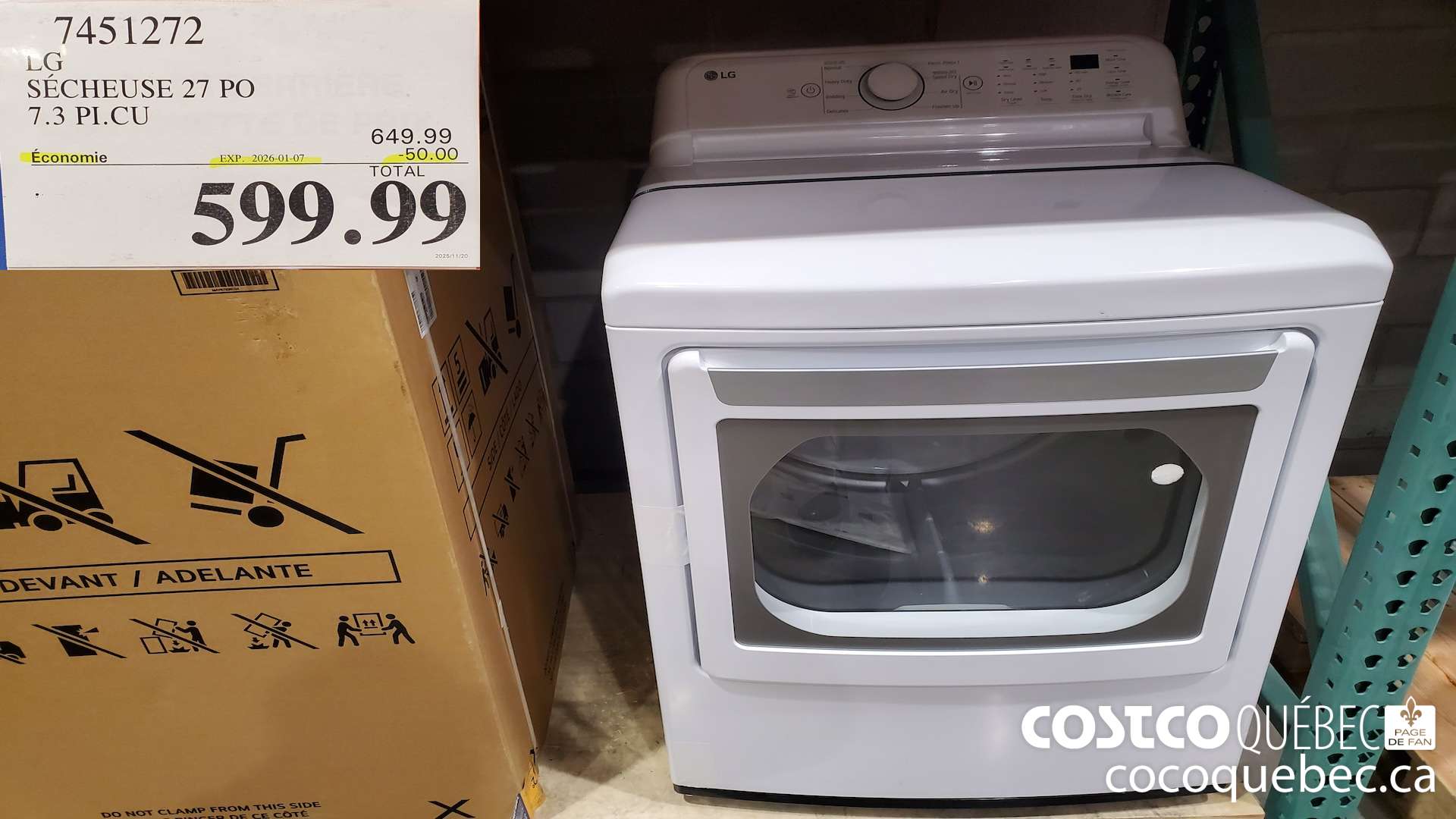 7451272 LG SECHEUSE 27 PO 7.3 PI.CU ($50.00 INSTANT SAVINGS EXPIRES ON 2026-01-07) $599.99