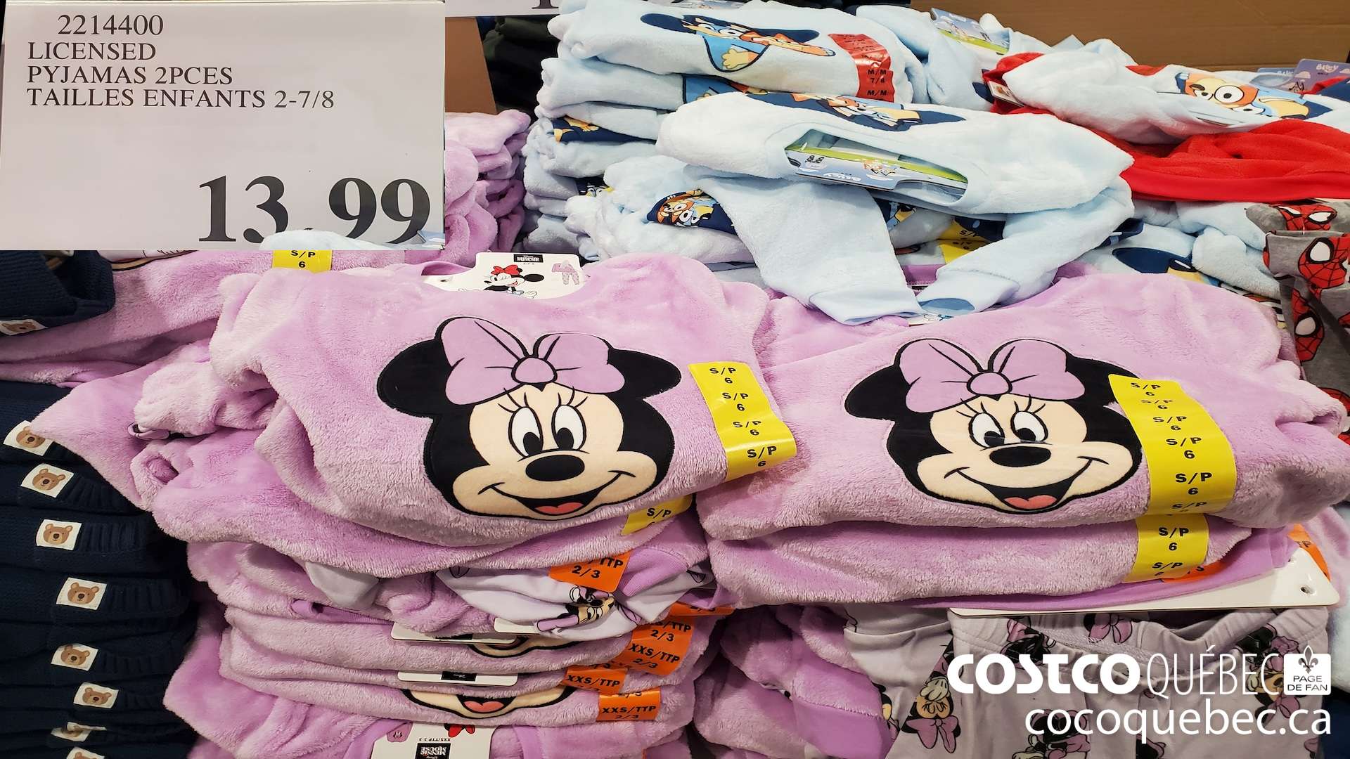 2214400 LICENSED PYJAMAS 2PCES TAILLES ENFANTS 2-7/8  $13.99