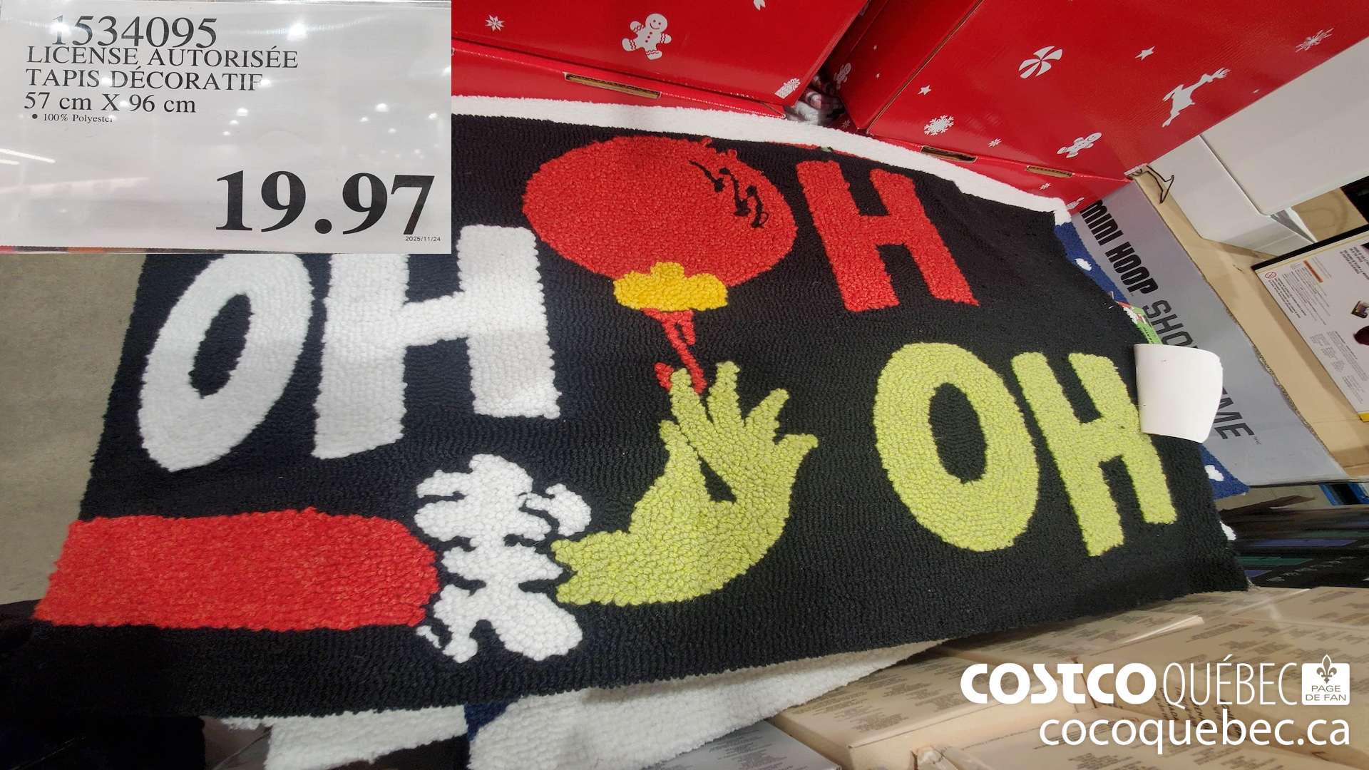 1534095 LICENSIE TAPIS DES FETES 57 cm X 96 cm  $19.97