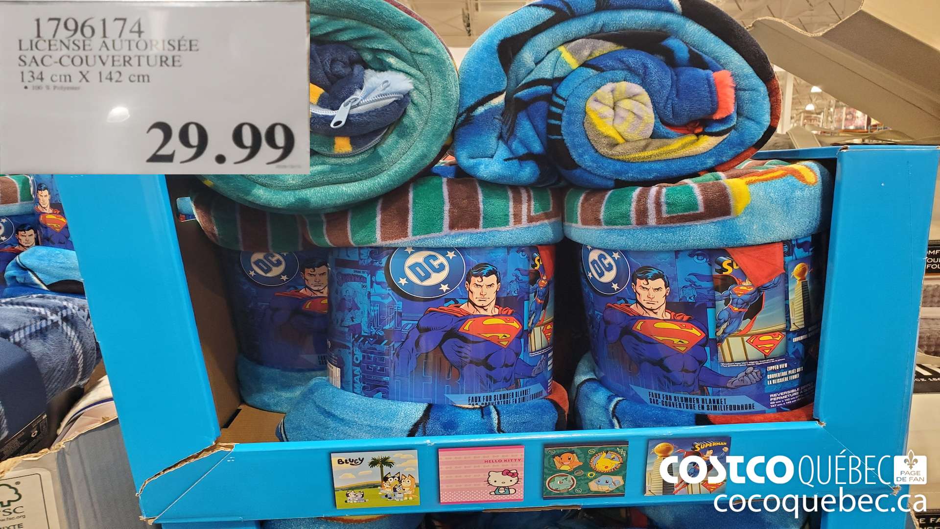 1796174 LISCENSE AUTORISEE SAC-COUVERTURE 134 CM X 142 CM $29.99