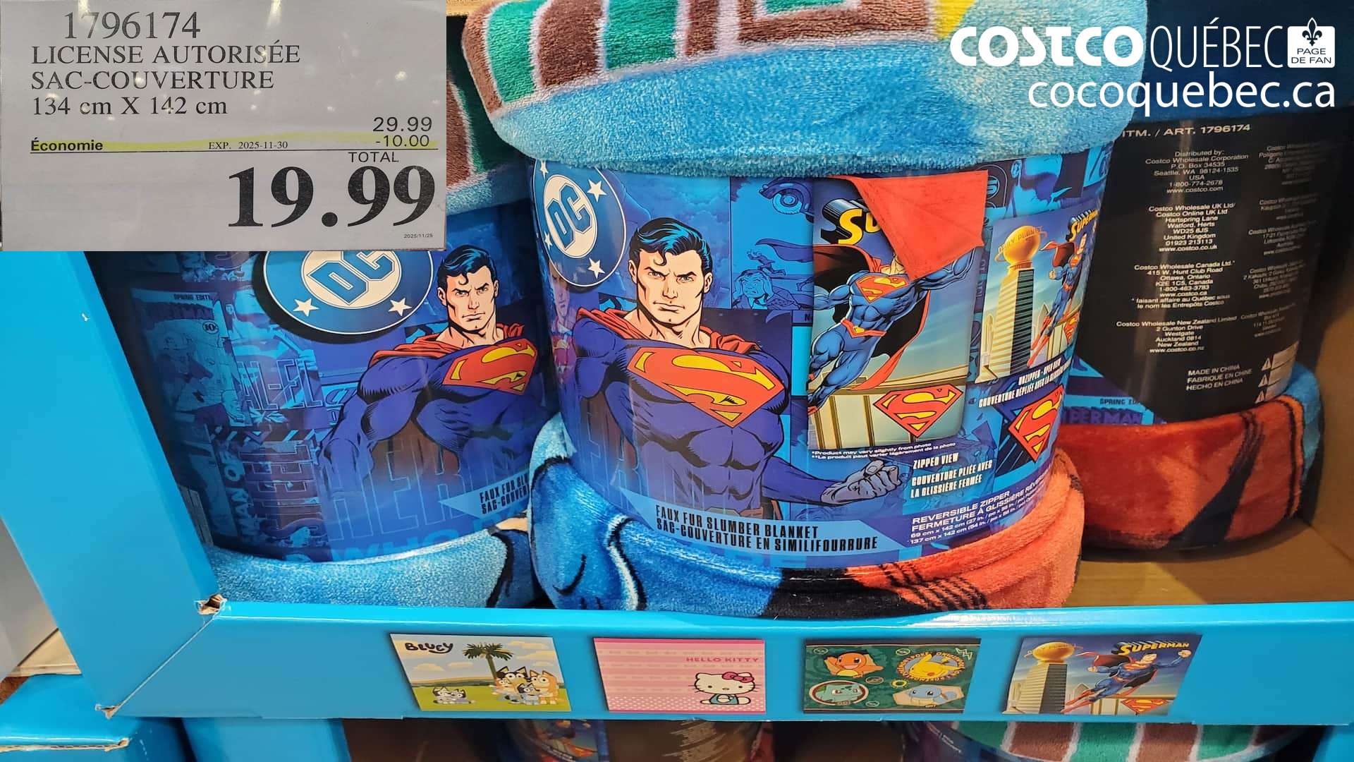 1796174 LISCENSE AUTORISEE SAC-COUVERTURE 134 CM X 142 CM ($10.00 INSTANT SAVINGS EXPIRES ON 2025-11-30) $19.99