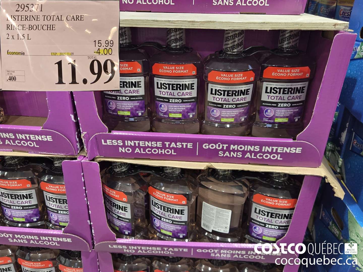 295371 LISTERINE TOTAL CARE RINCE-BOUCHE 2 X 1.5L ($4.00 INSTANT SAVINGS EXPIRES ON 2025-11-09) $11.99