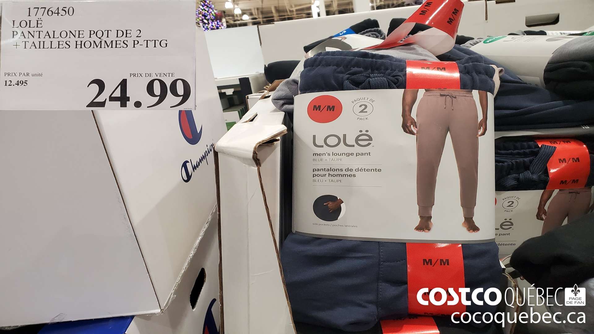 1776450 LOLE PANTALONE PQT DE 2 +TAILLES HOMMES P-TTG  $24.99