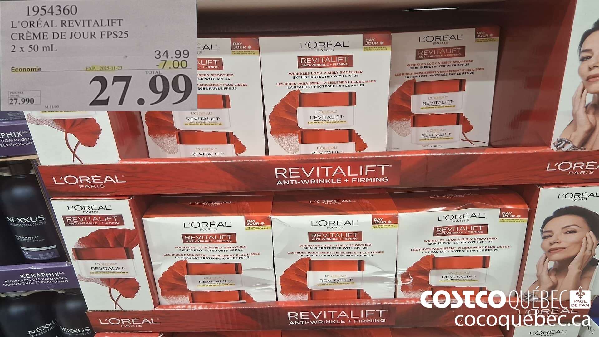 1954360 L'OREAL REVITALIFT CREME DE JOUR FPS25 2 X 50ML ($7.00 INSTANT SAVINGS EXPIRES ON 2025-11-23) $27.99