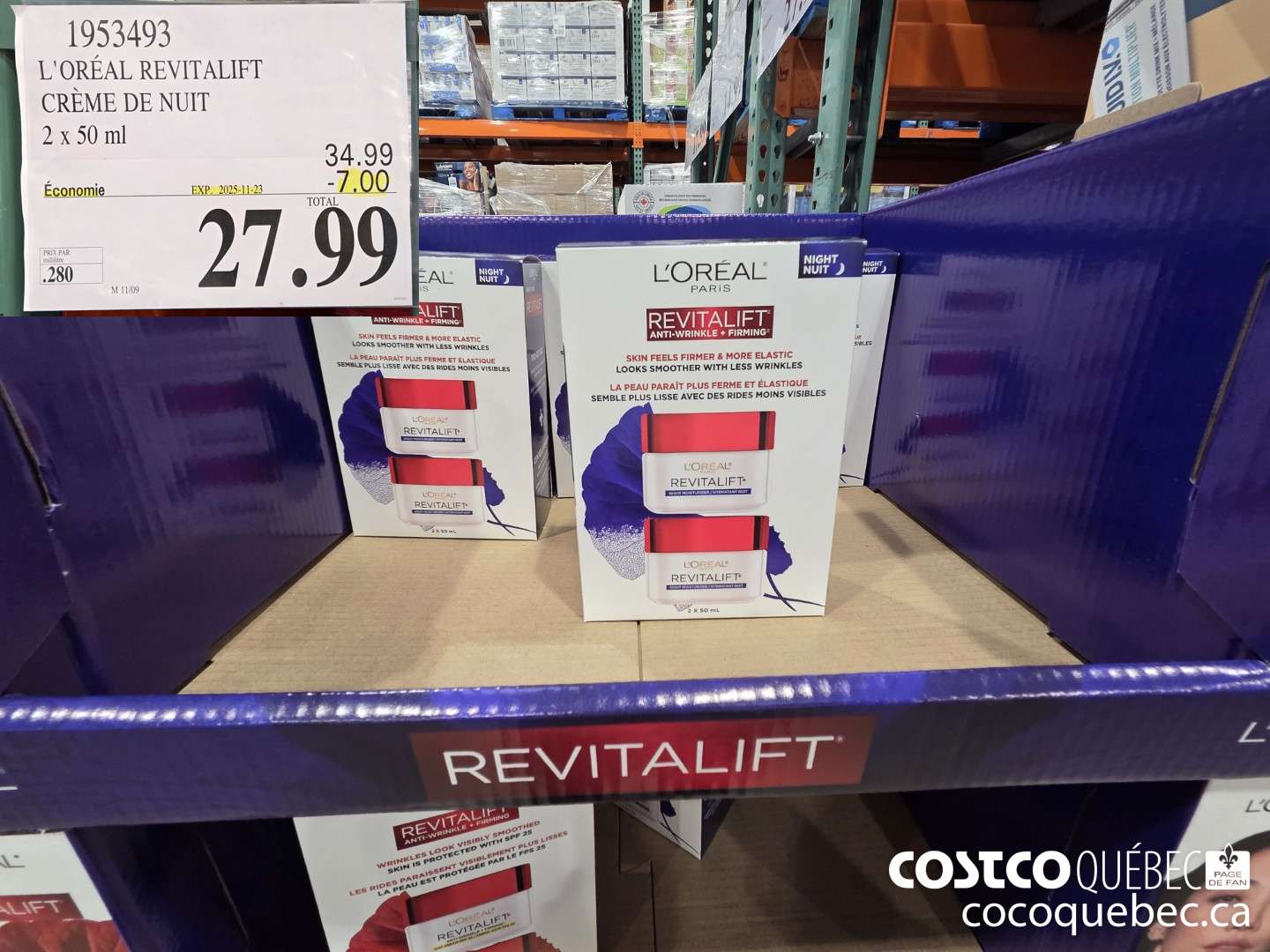 1953493 L'OREAL REVITALIFT CREME DE NUIT 2 X 50ML ($7.00 INSTANT SAVINGS EXPIRES ON 2025-11-23) $27.99