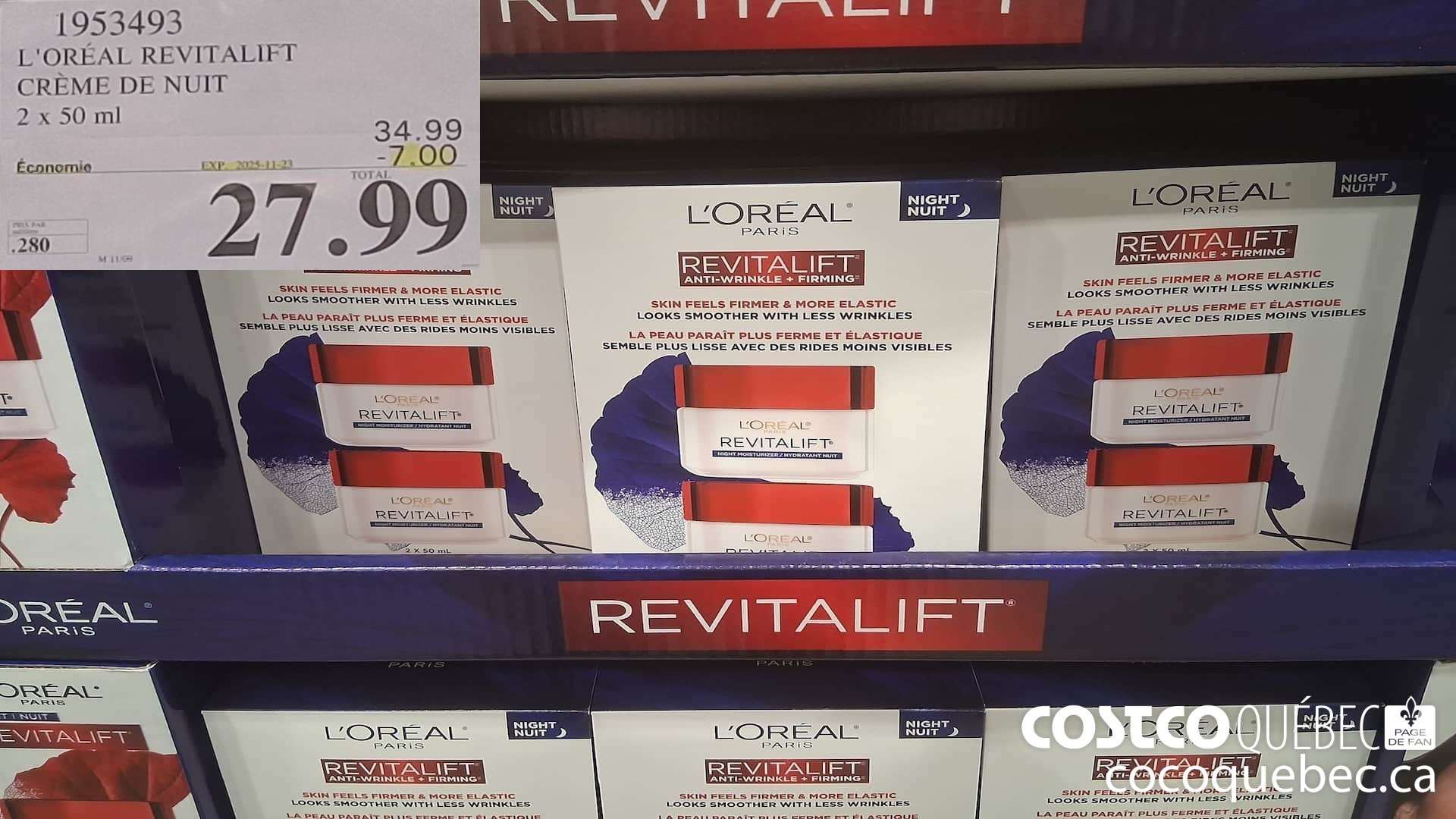 1953493 L'OREAL REVITALIFT CREME DE NUIT 2 X 50ML ($7.00 INSTANT SAVINGS EXPIRES ON 2025-11-23) $27.99