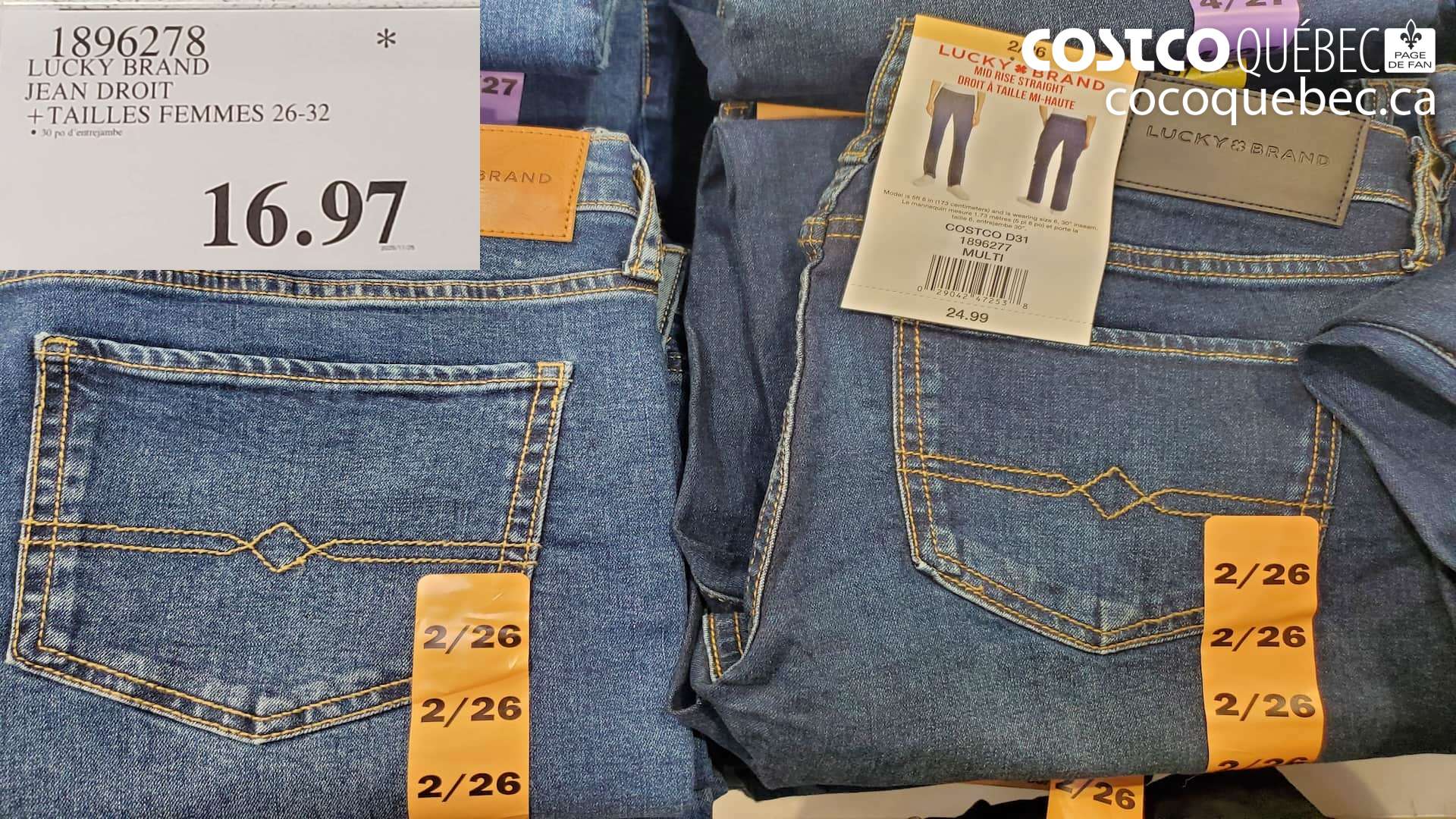 1896278 LUCKY BRAND JEAN DROIT + TAILLES FEMMES 26-32  $16.97