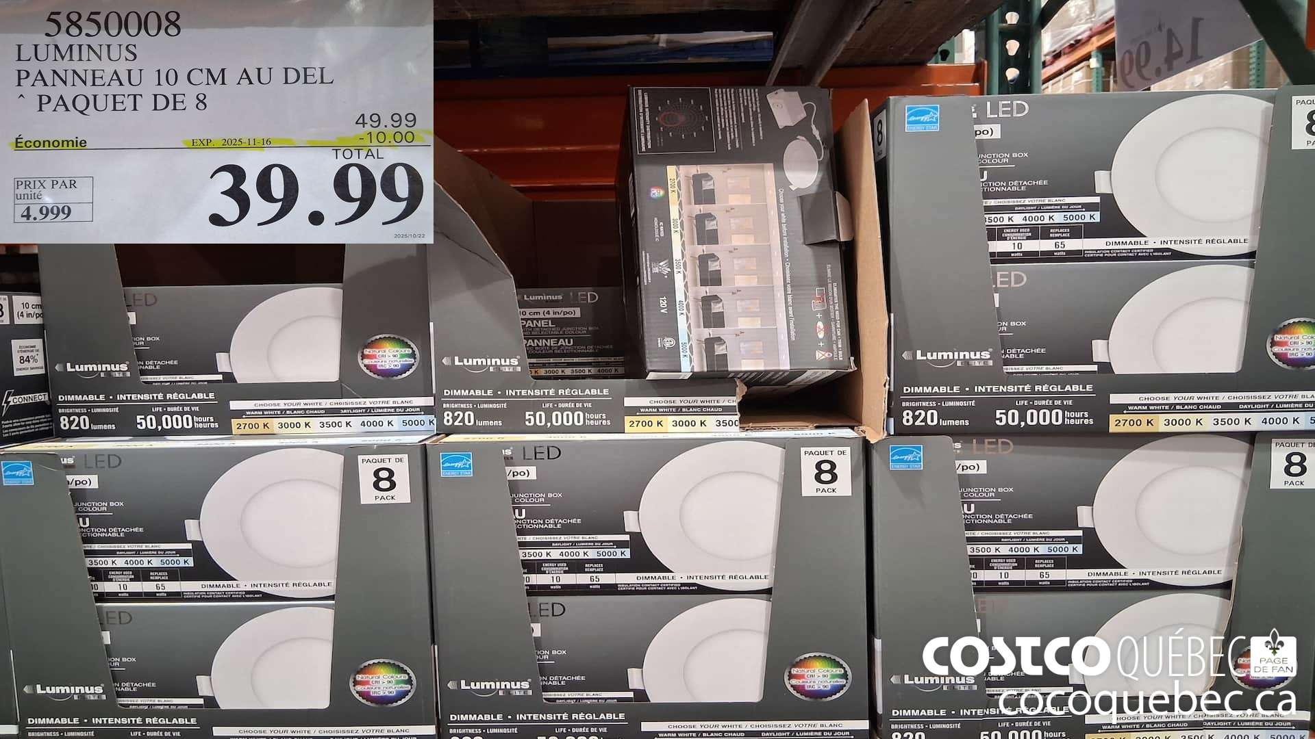 5850008 LUMINUS PANNEAU 10 CM AU DEL PAQUET DE 8  ($10.00 INSTANT SAVINGS EXPIRES ON 2025-11-16) $39.99