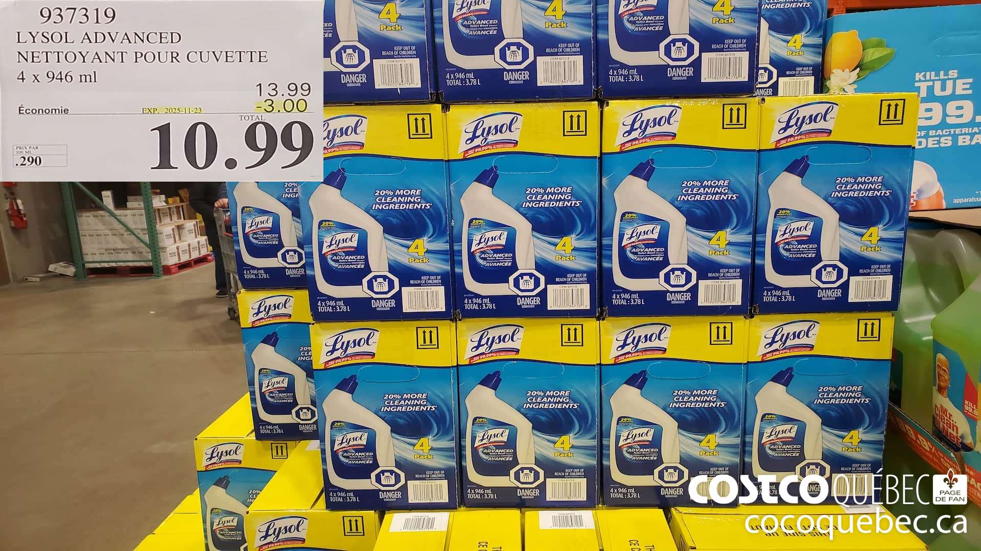 937319 LYSOL ADVANCED NETTOYANT POUR CUVETTE 4 x 946 ml  ($3.00 INSTANT SAVINGS EXPIRES ON 2025-11-23) $10.99