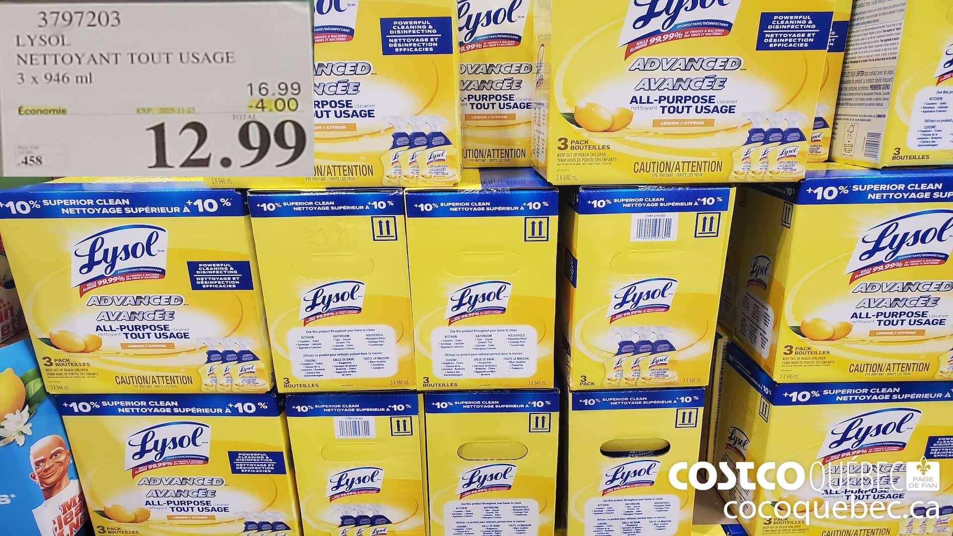 3797203 LYSOL NETTOYANT TOUT USAGE 3 X 946 ml  ($4.00 INSTANT SAVINGS EXPIRES ON 2025-11-23) $12.99