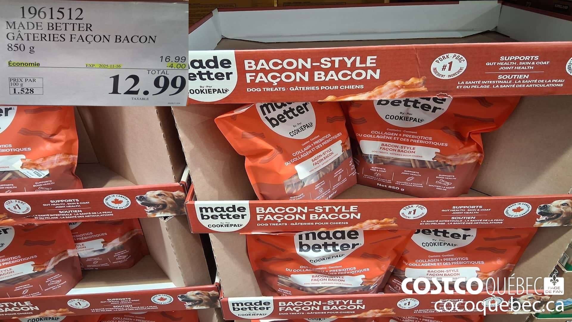1961512 MADE BETTER GATERIES FACON BACON 850 g  ($4.00 INSTANT SAVINGS EXPIRES ON 2025-11-16) $12.99
