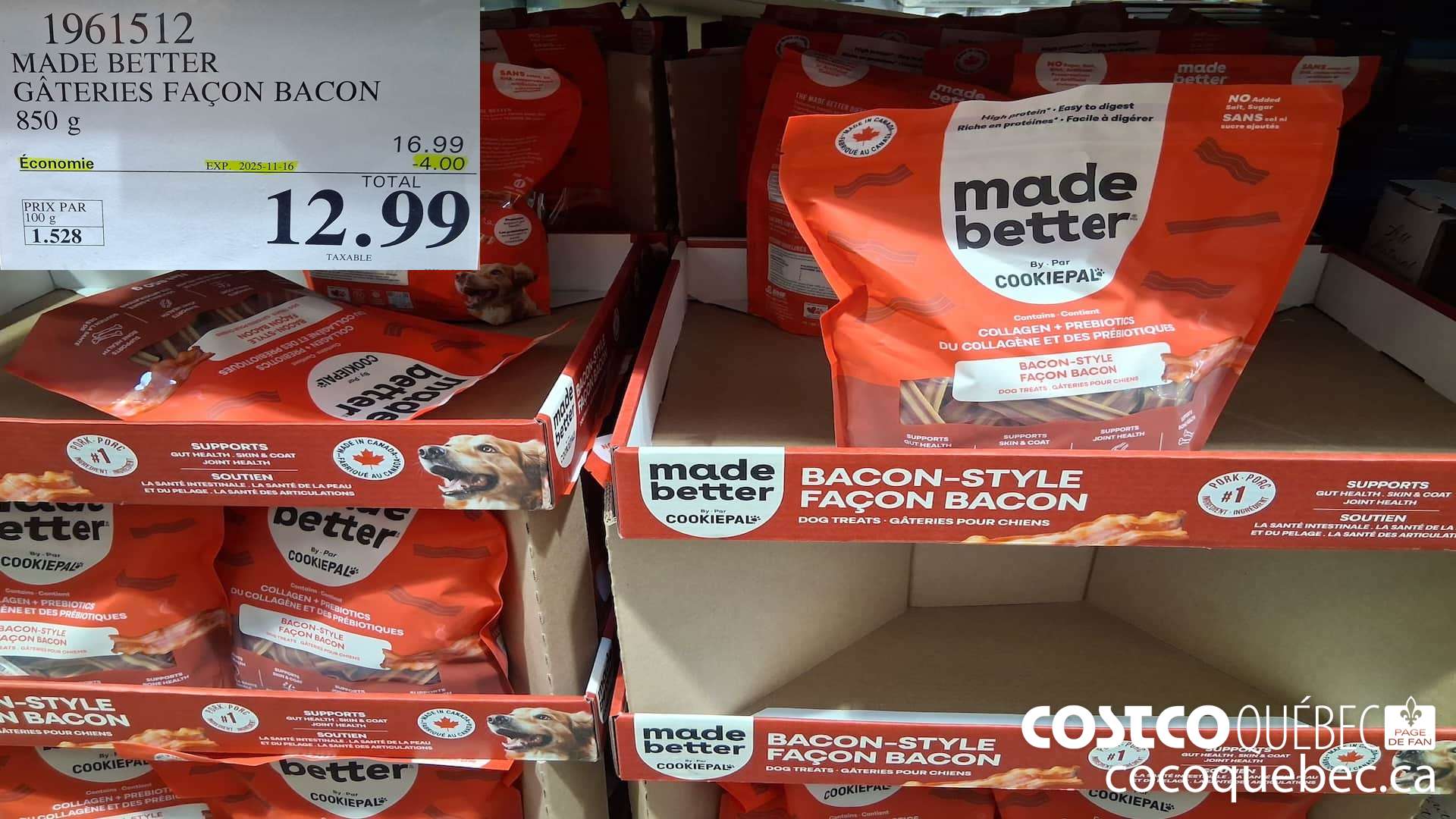 1961512 MADE BETTER GATERIES FACON BACON 850 g  ($4.00 INSTANT SAVINGS EXPIRES ON 2025-11-16) $12.99