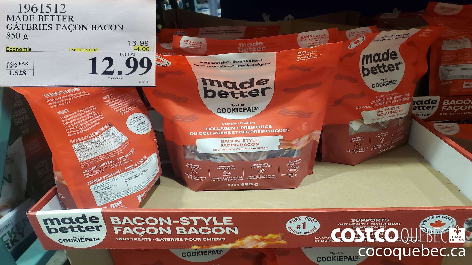 1961512 MADE BETTER GATERIES FACON BACON 850 g  ($4.00 INSTANT SAVINGS EXPIRES ON 2025-11-16) $12.99