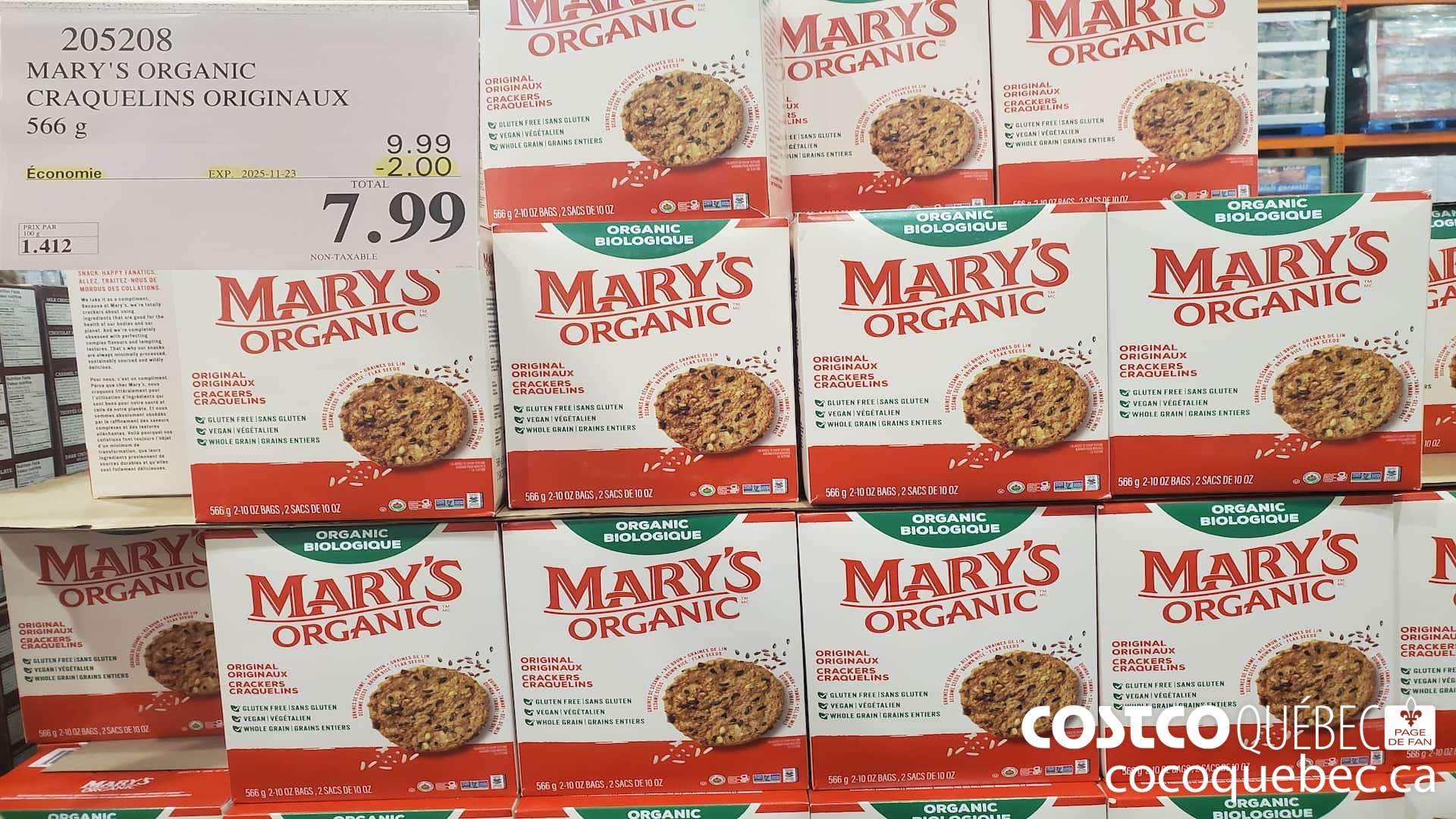 205208 MARY'S ORGANIC CRAQUELINS ORGINAUX 566G ($2.00 INSTANT SAVINGS EXPIRES ON 2025-11-23) $7.99