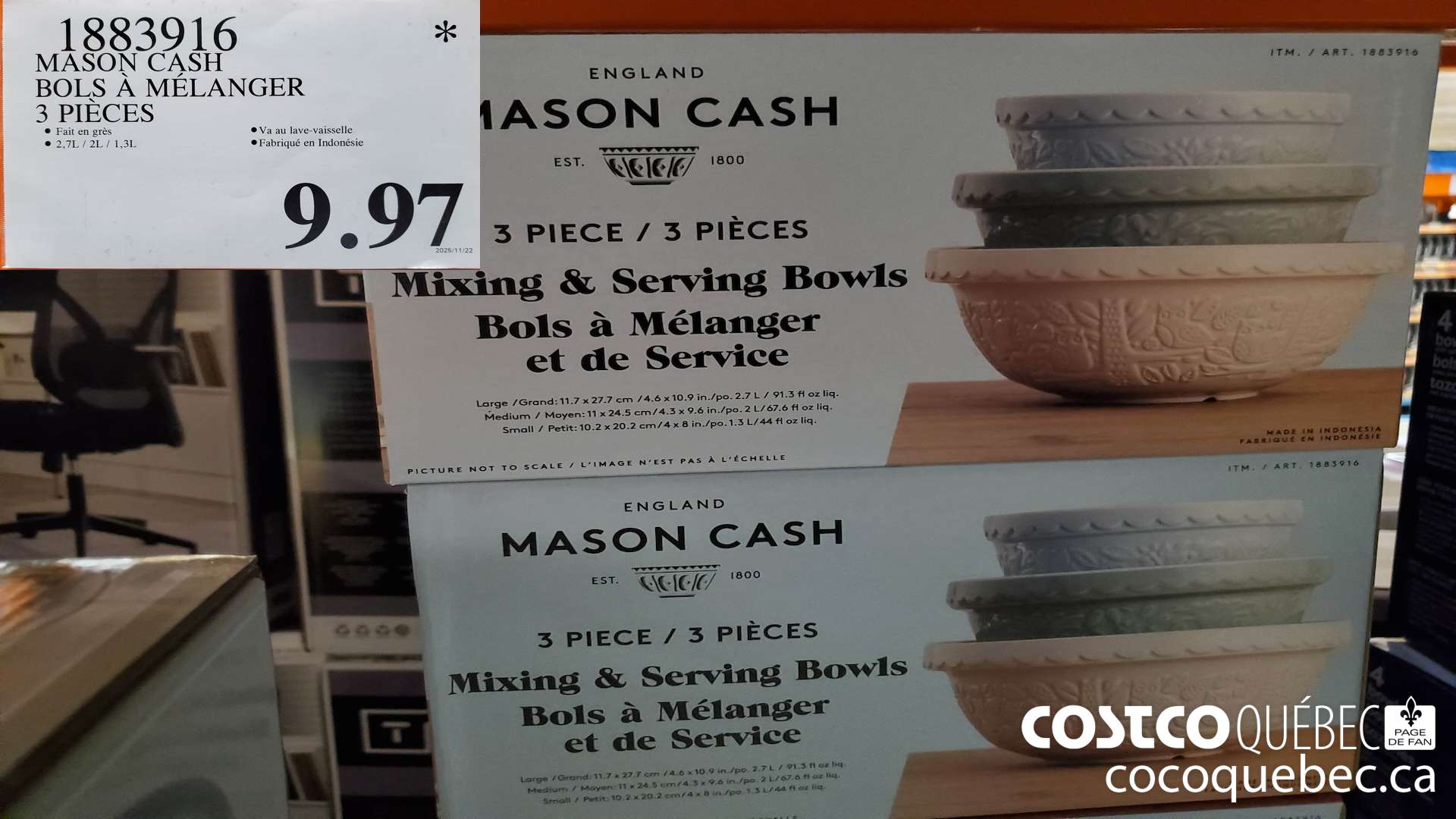 1883916 MASON CASH BOLS A MELANGER 3 PIECES $9.97