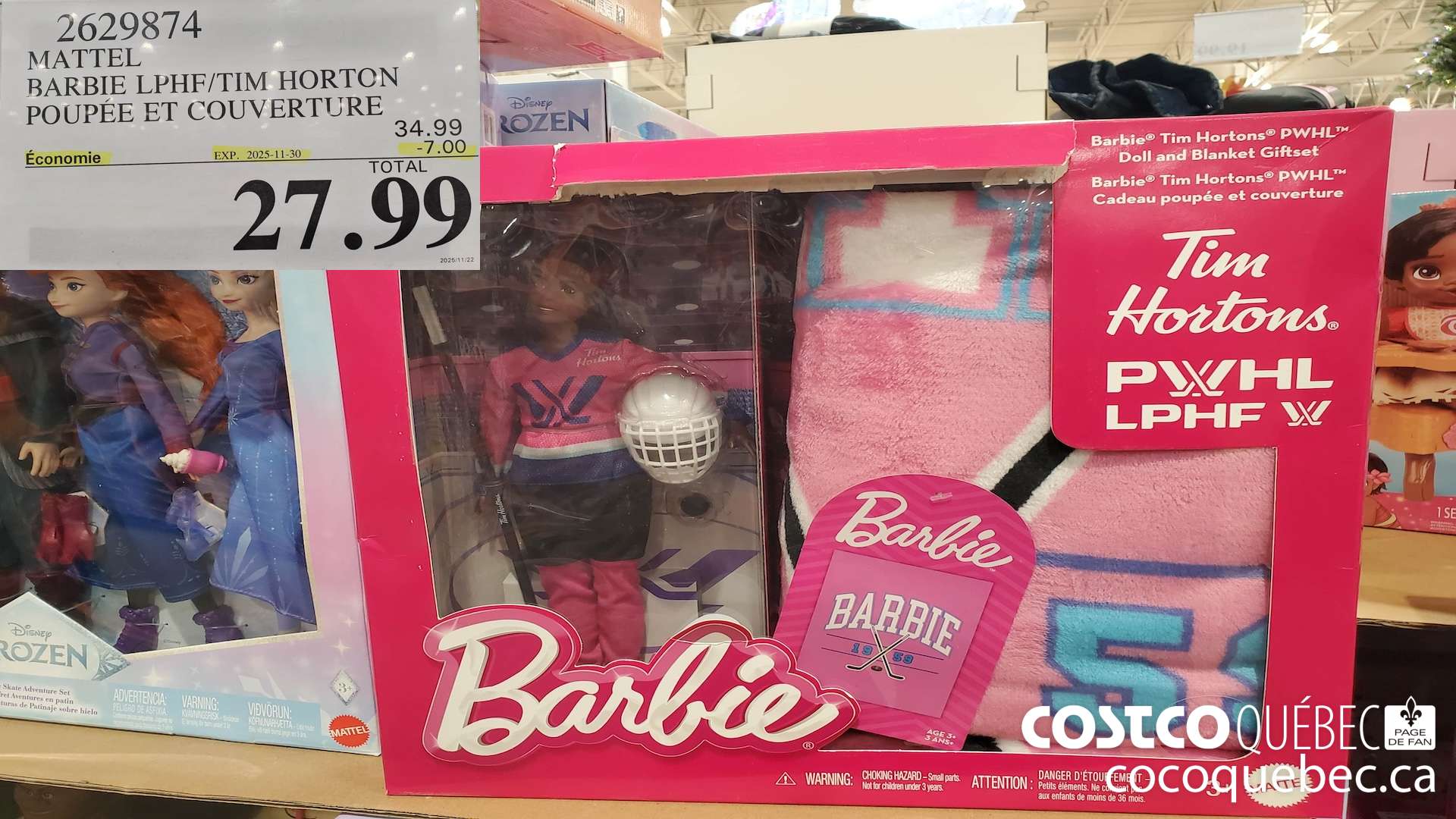2629874 MATTEL BARBIE LPHF/TIM HORTON POUPEE ET COUVERTURE ($7.00 INSTANT SAVINGS EXPIRES ON 2025-11-30) $27.99