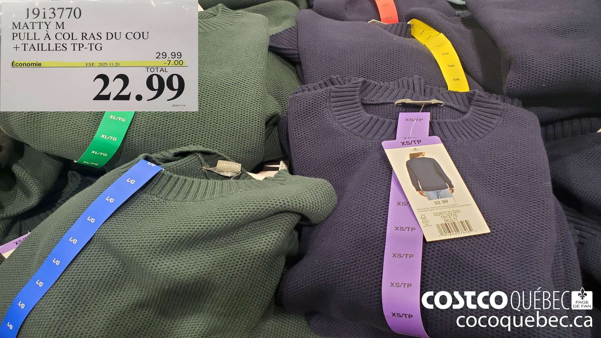 1913770 MATTY M PULL A COL RAS DU COU +TAILLES TP-TG  ($7.00 INSTANT SAVINGS EXPIRES ON 2025-11-20) $22.99