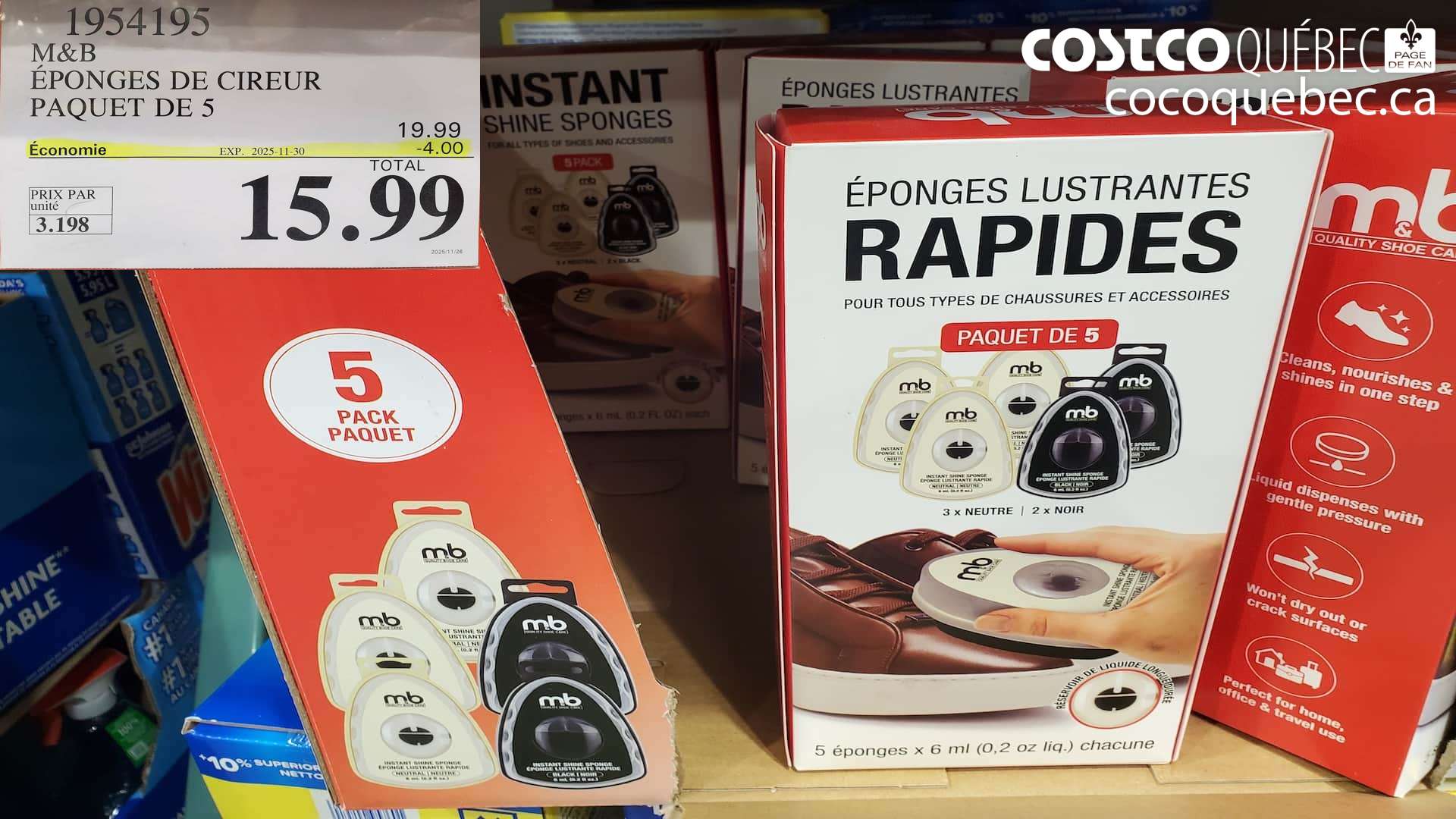 1954195 M&B EPONGES DE CIREUR PAQUET DE 5 ($4.00 INSTANT SAVINGS EXPIRES ON 2025-11-30) $15.99