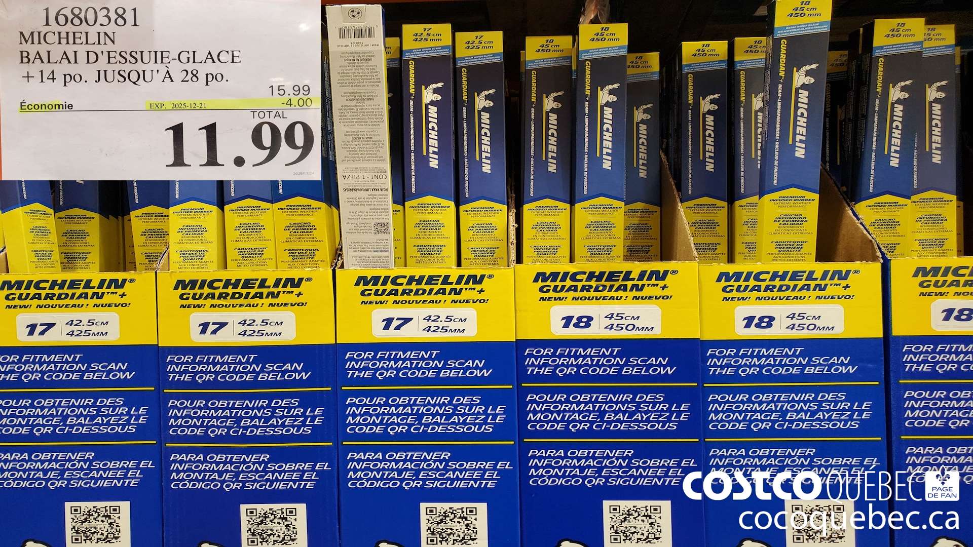 1680381 MICHELIN BALAI D'ESSUIE-GLACE +14 po. JUSQU'A 28 po. ($4.00 INSTANT SAVINGS EXPIRES ON 2025-12-21) $11.99
